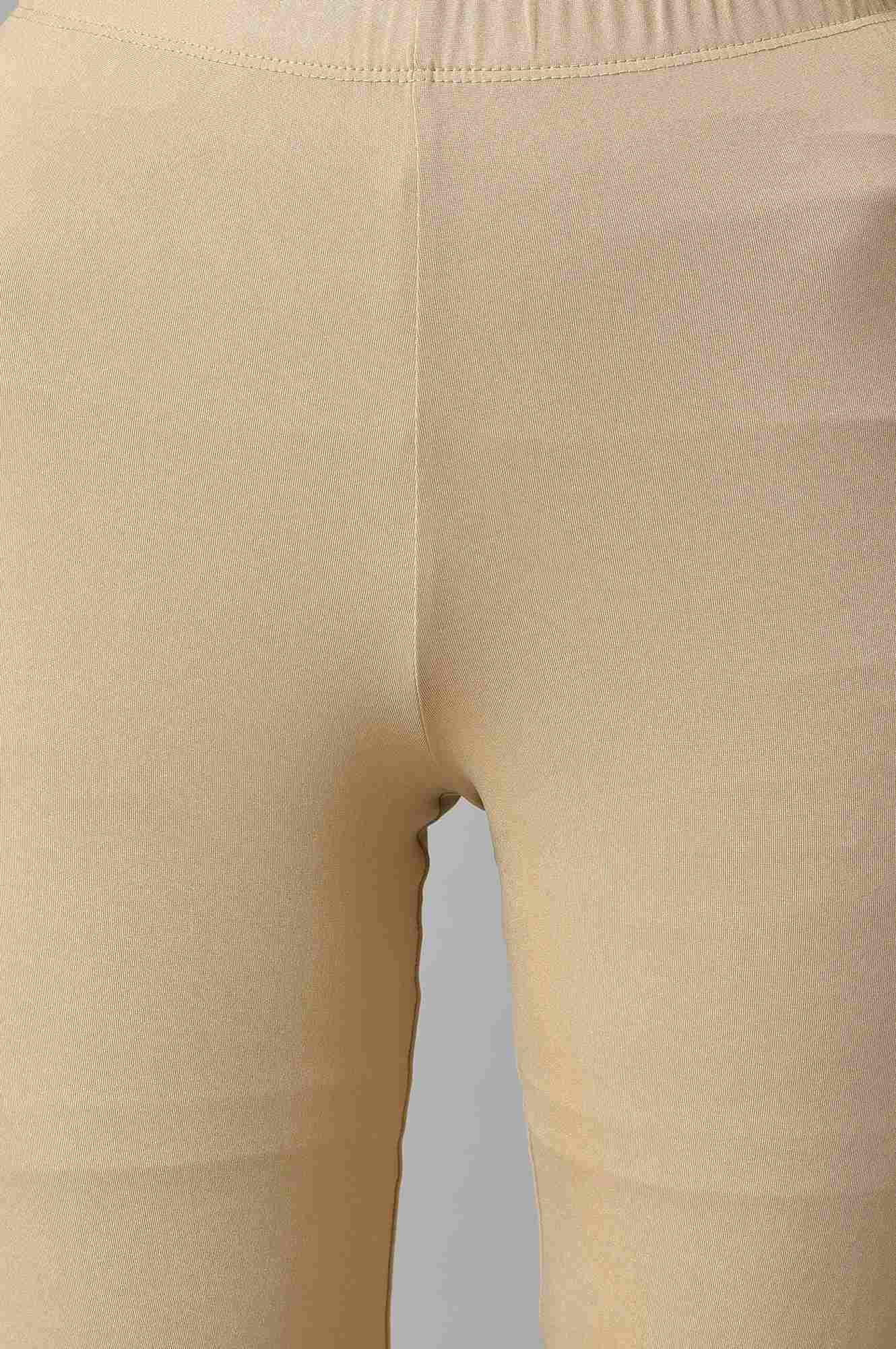Almond Gold Solid Ankle Length Leggings - Image 6
