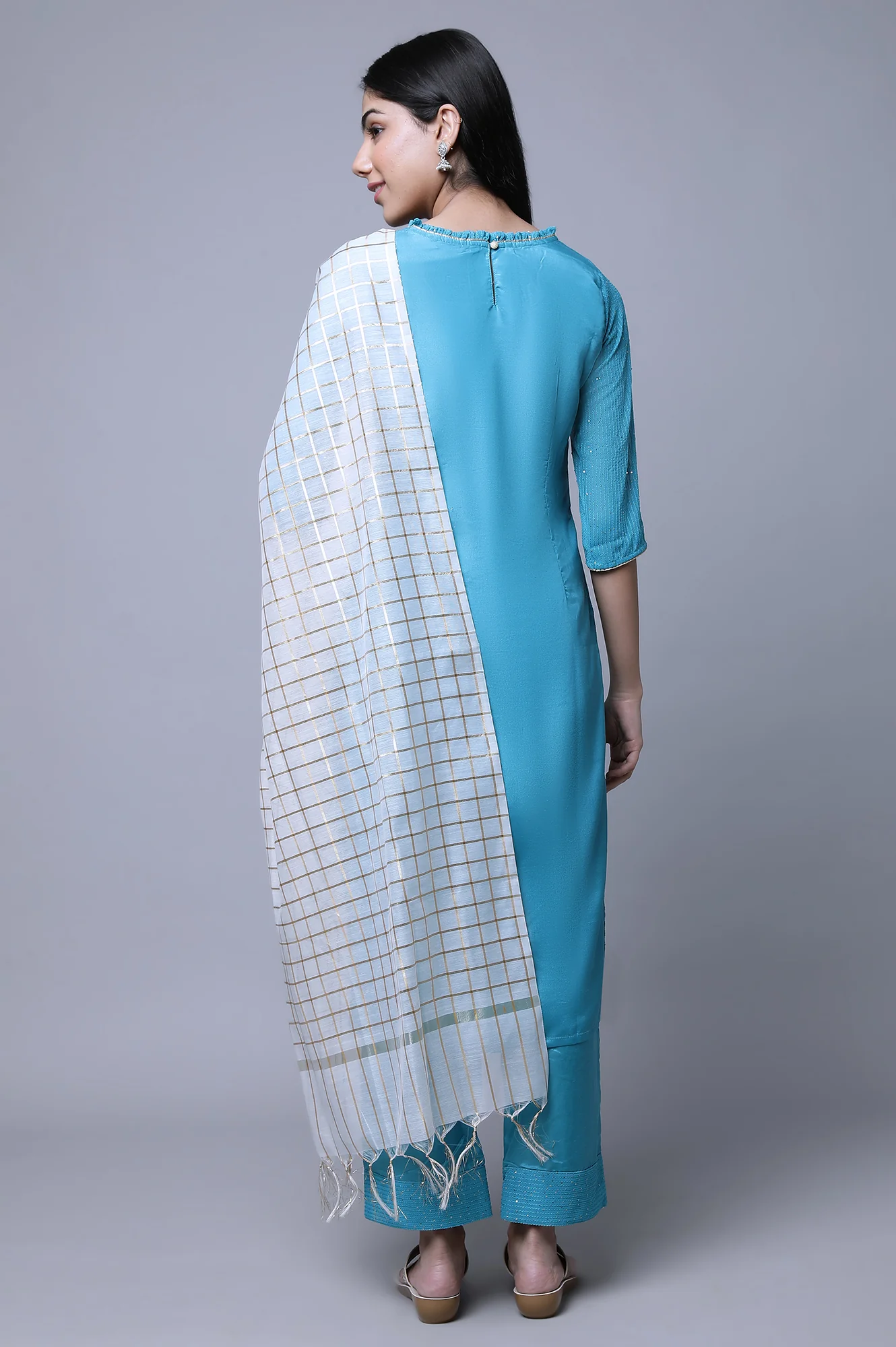 Aurelia Blue kurta Palazzo Dupatta - Image 2