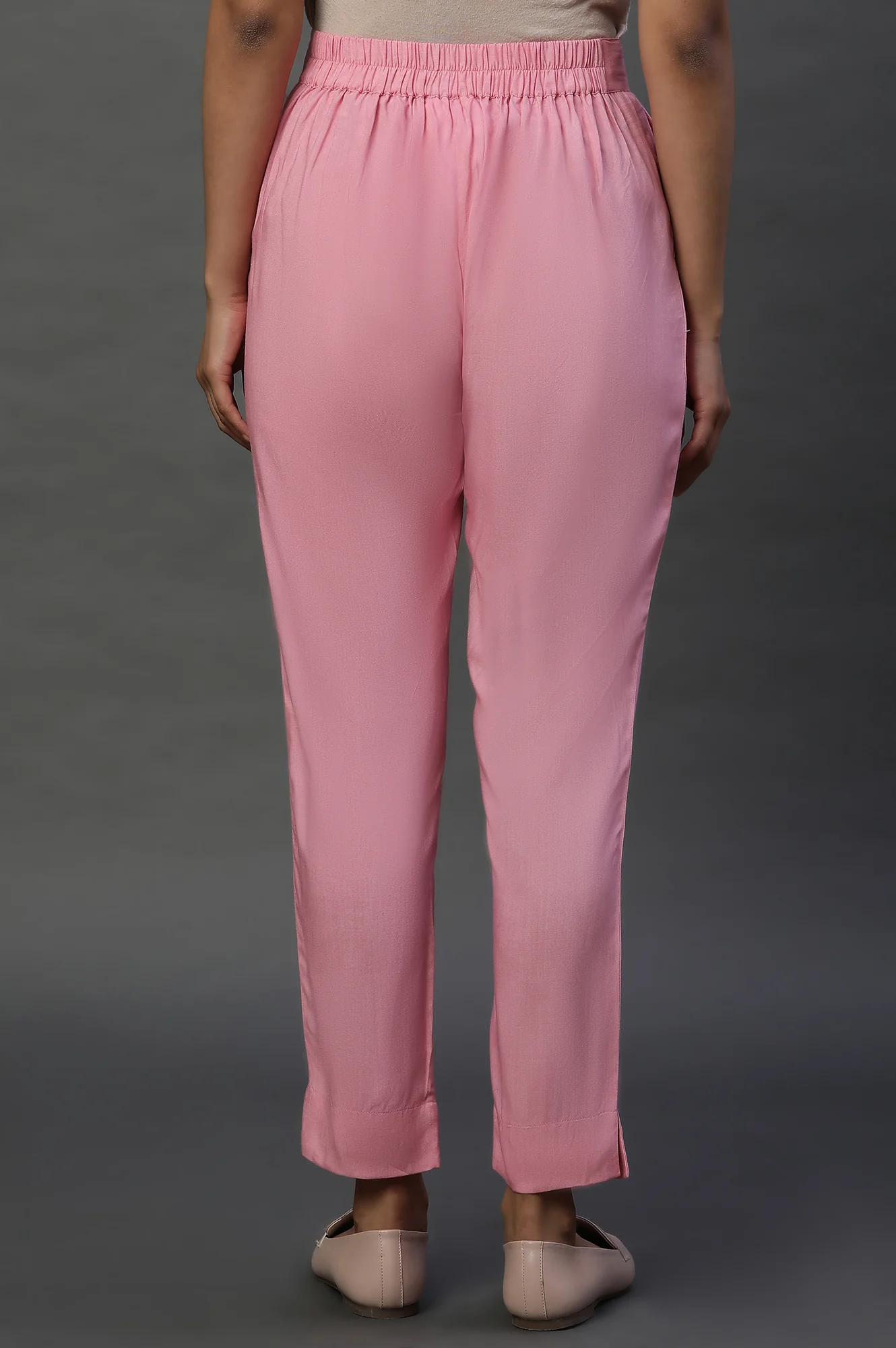 Baby Pink Taper Fit Trousers - Image 3