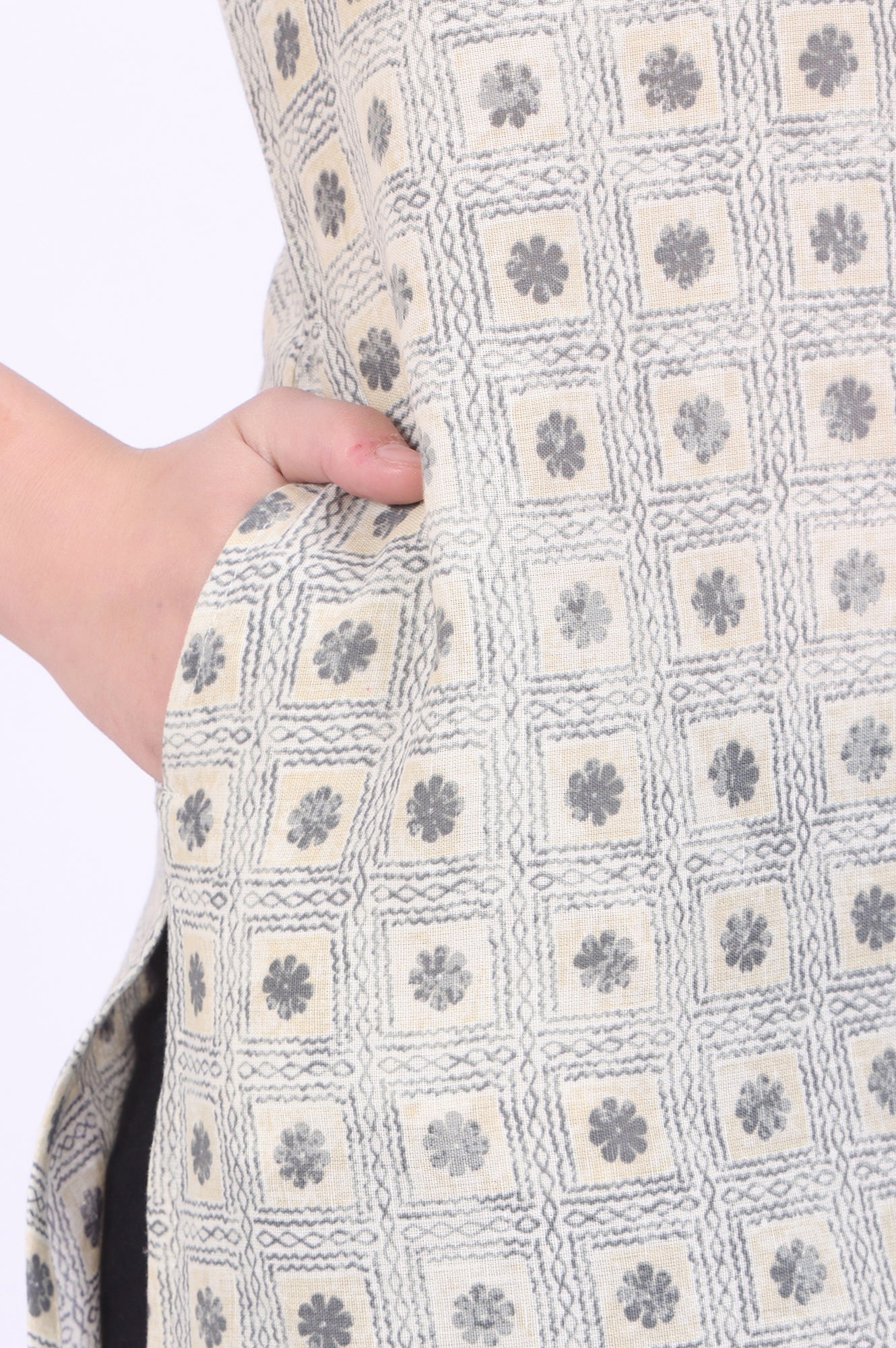 Beige Printed Straight Modal Kurta - Image 9