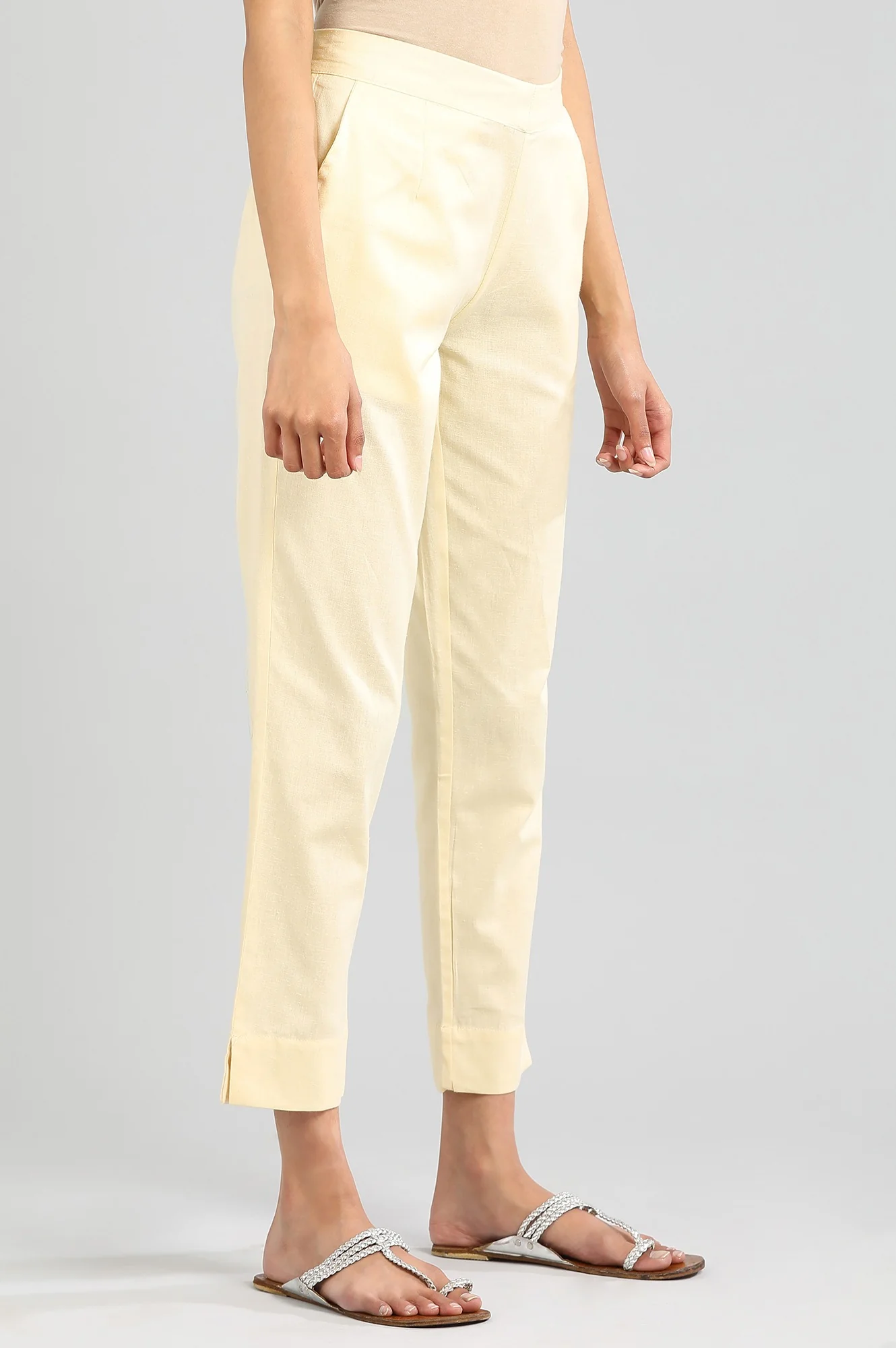 Beige Solid Rayon Straight Kurta and Trouser Set - Image 5
