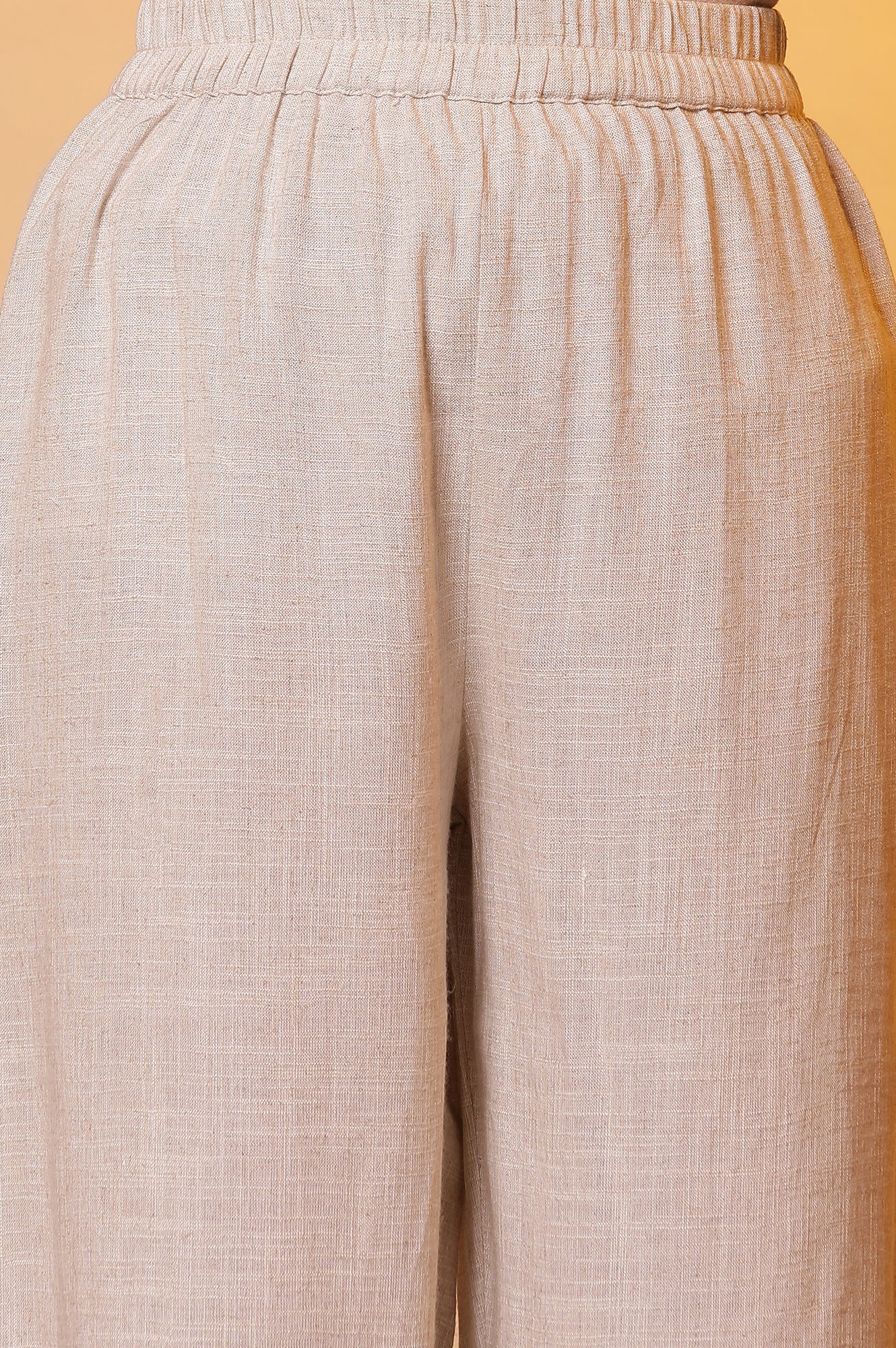 Beige Yarn-Dyed Checkered Kurta and Palazzo Set - Image 7