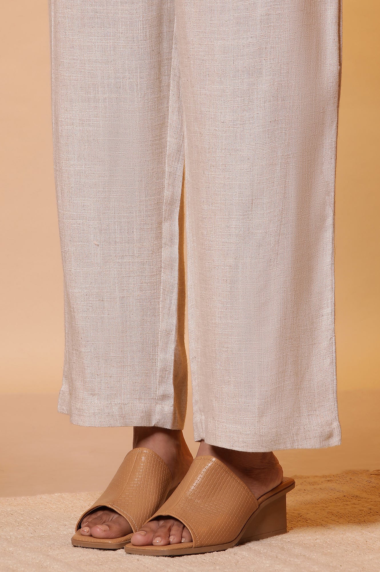 Beige Yarn-Dyed Checkered Kurta and Palazzo Set - Image 8