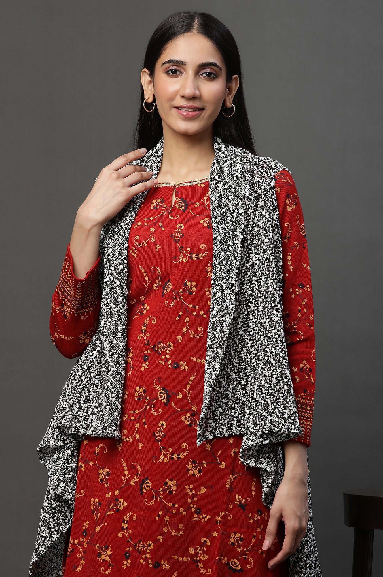 Black and White Asymmetrical Winter Jacket - Image 6
