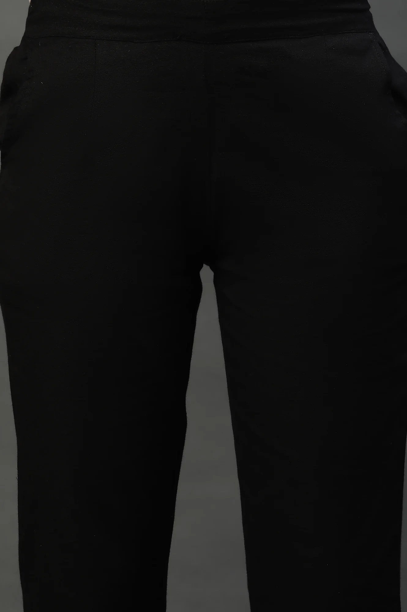 Black Cotton Flax Everyday Trousers - Image 6