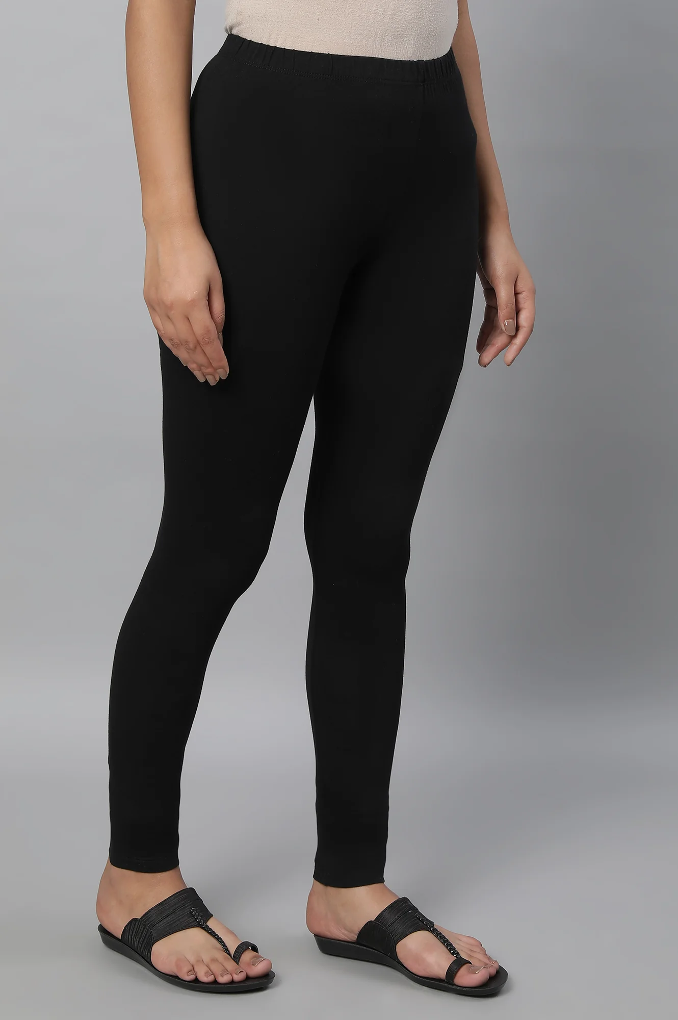 Black Cotton Lycra Churidar - Image 4