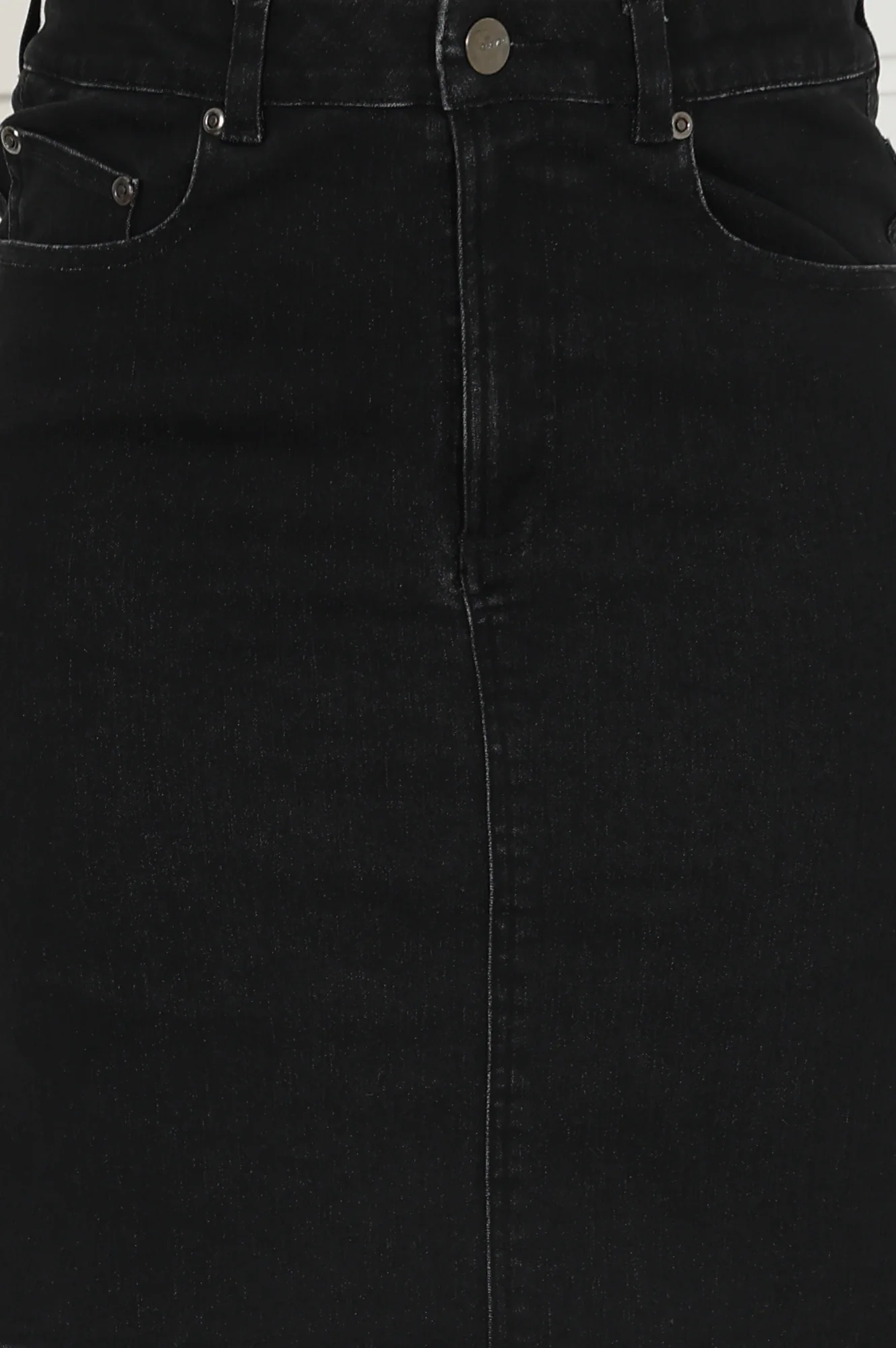 Black Denim Lycra Mid Rise Mid Thigh Length Skirt with YKK Zipper - Image 6