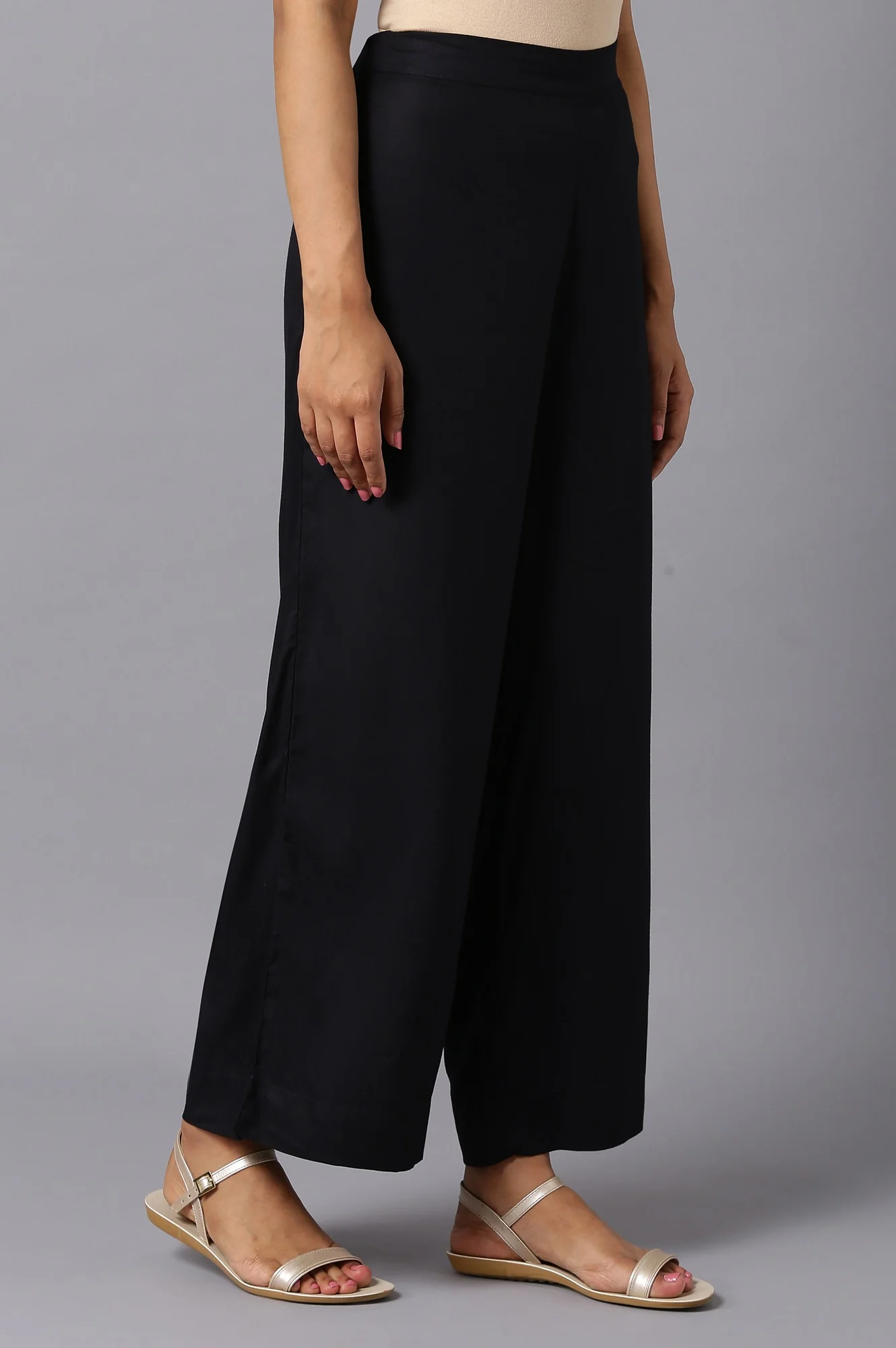 Black Floral Printed Flared Kurta and Palazzo Co-ord Set - Image 6