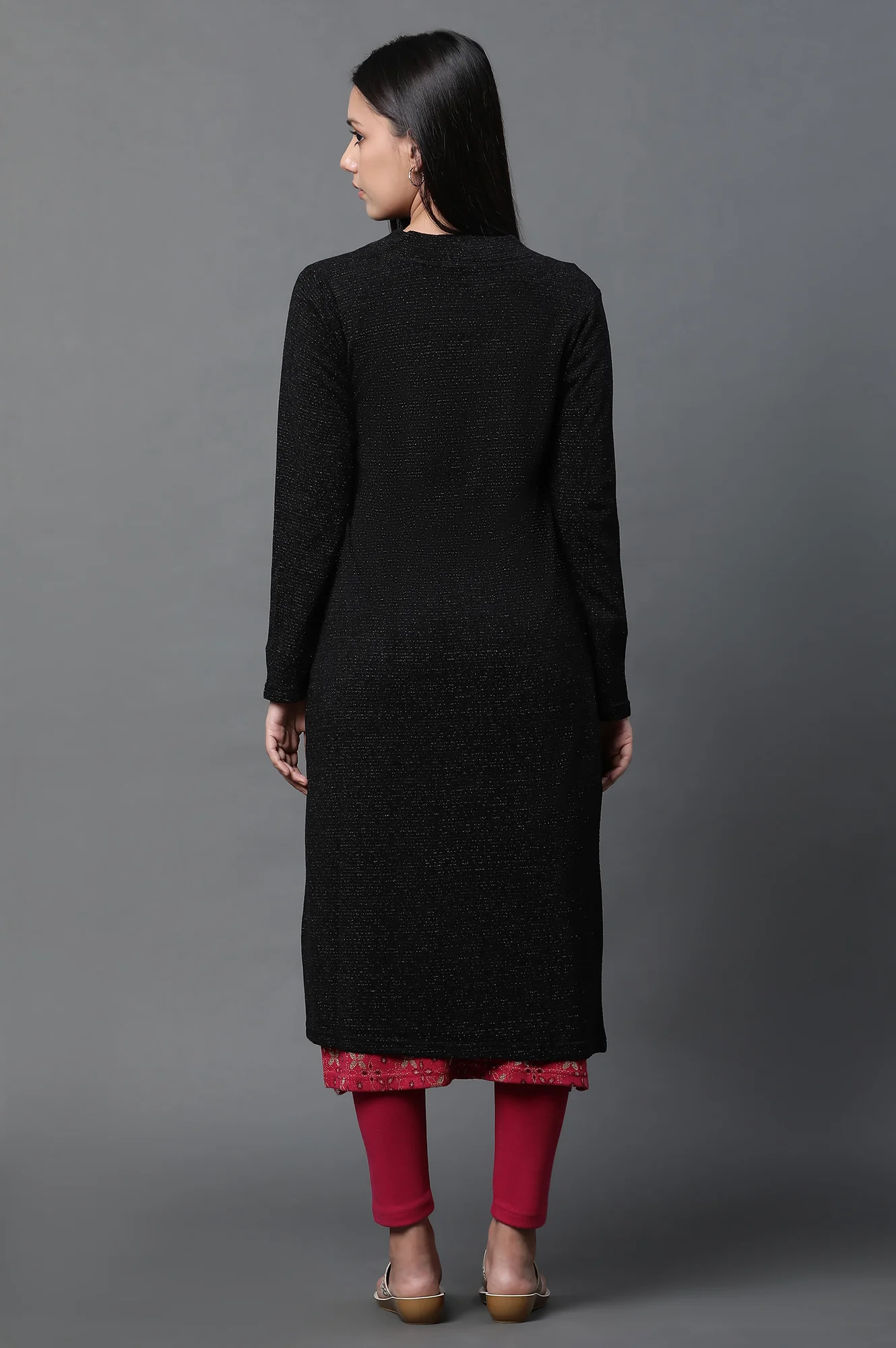 Black Front Open Winter Gilet - Image 4