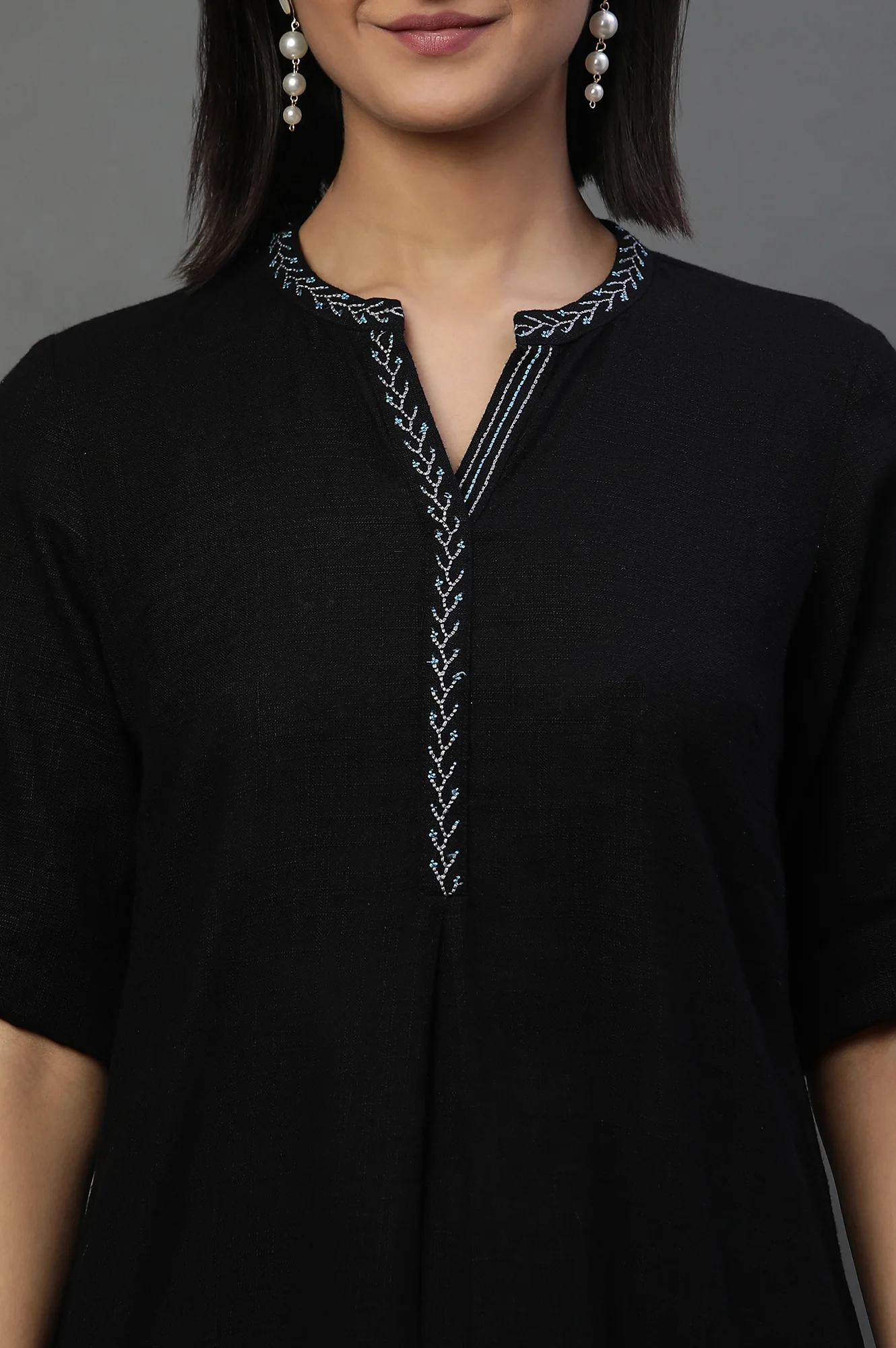 Black Sequined Short Fusion Kurti - Image 7