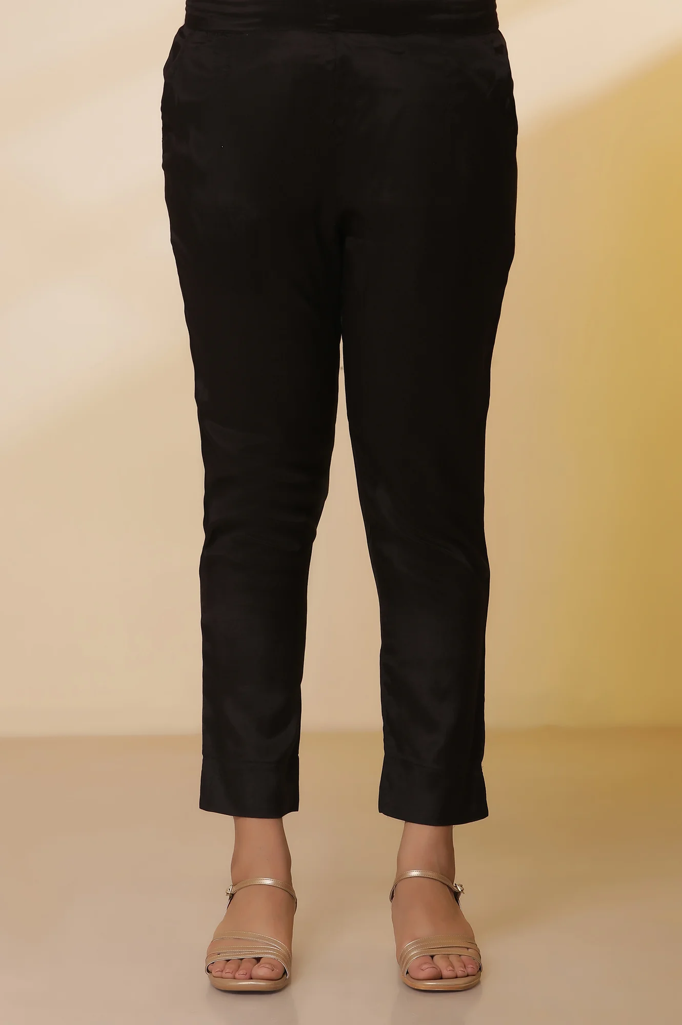 Black Shantung Embroidered Straight Kurta, Pants with Dupatta Set - Image 8