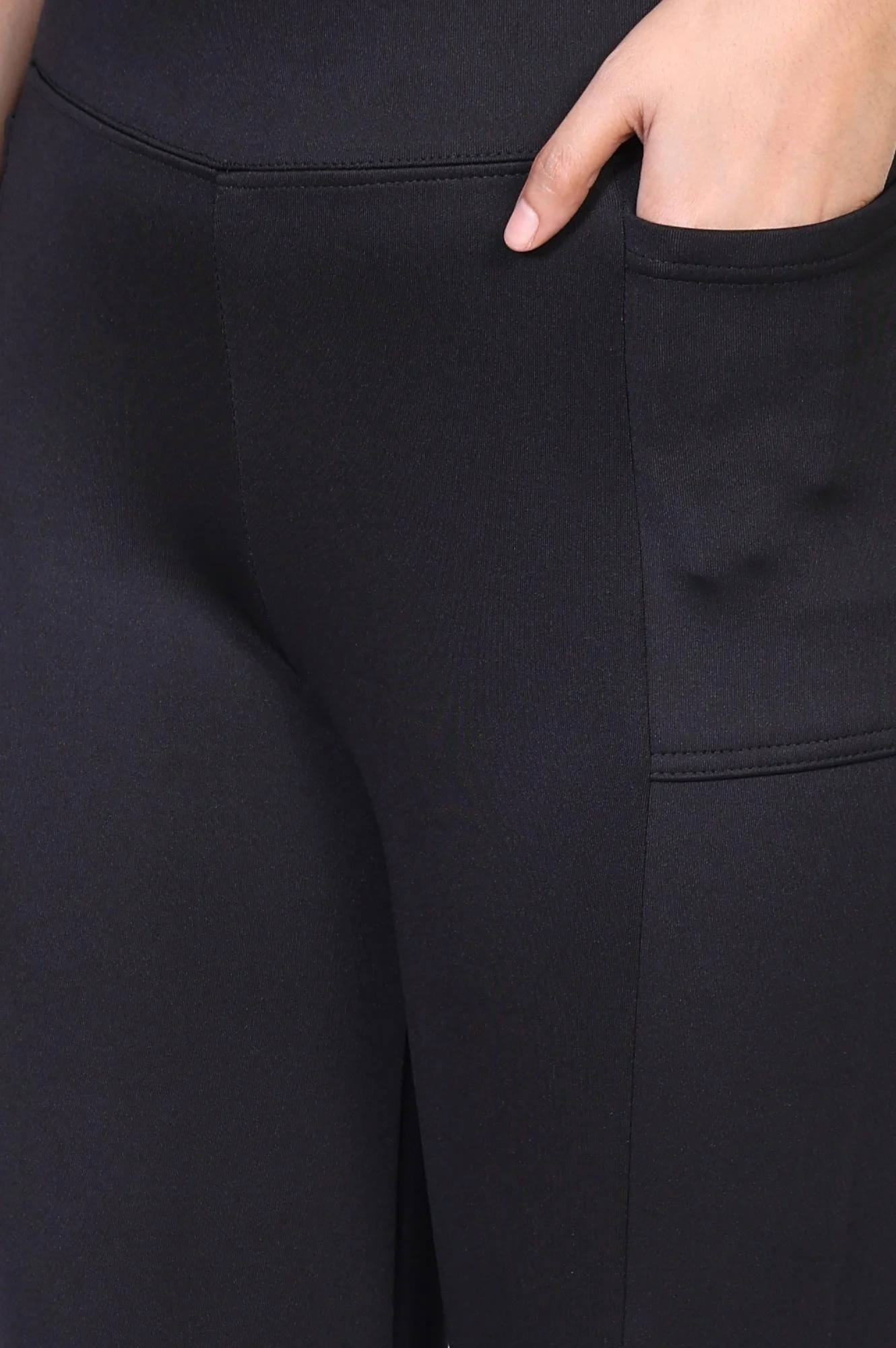 Black Solid Ankle-Length Rayon Tights - Image 6