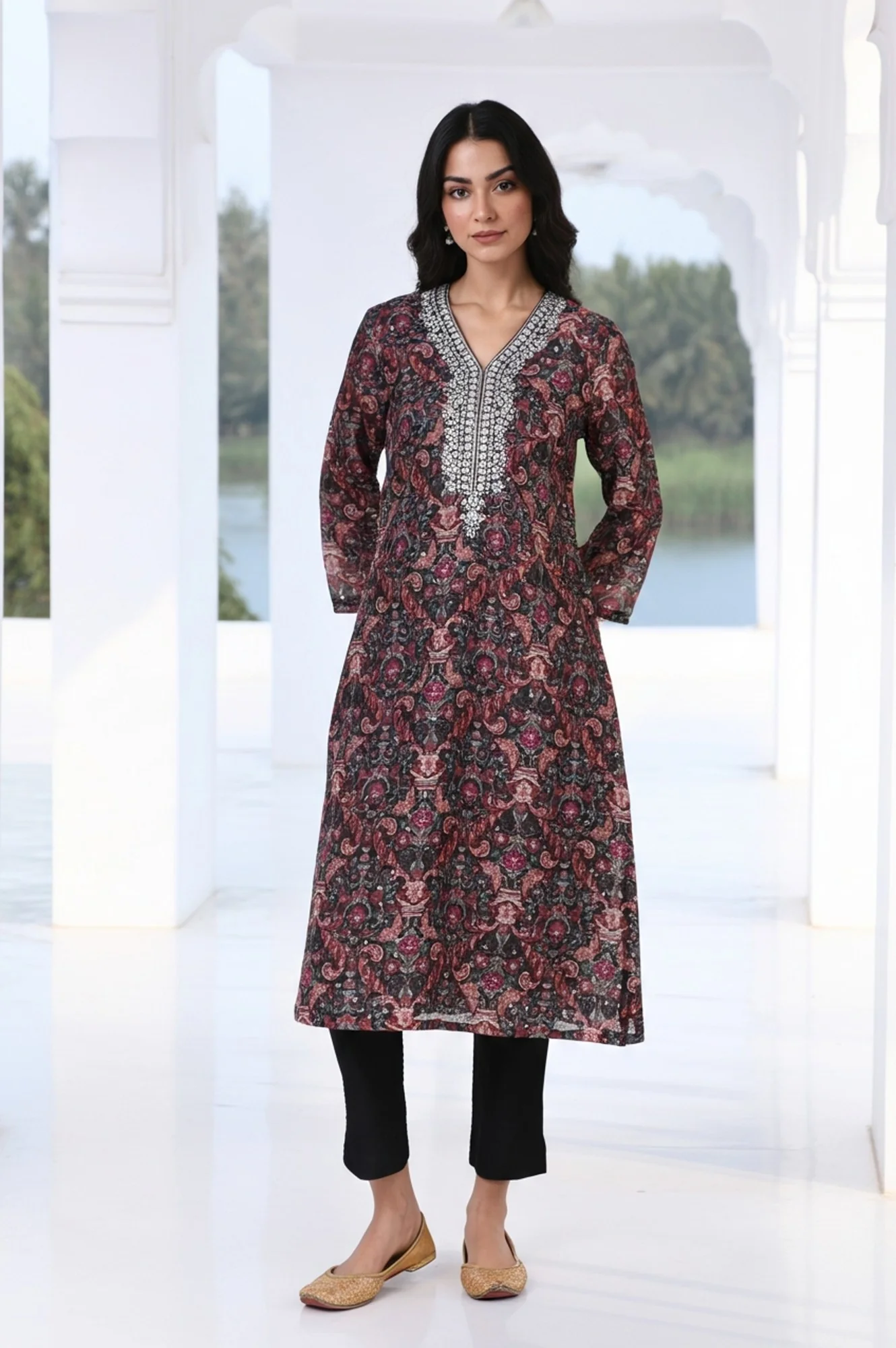 Black Solid Slim-Leg Rayon Trouser - Image 6