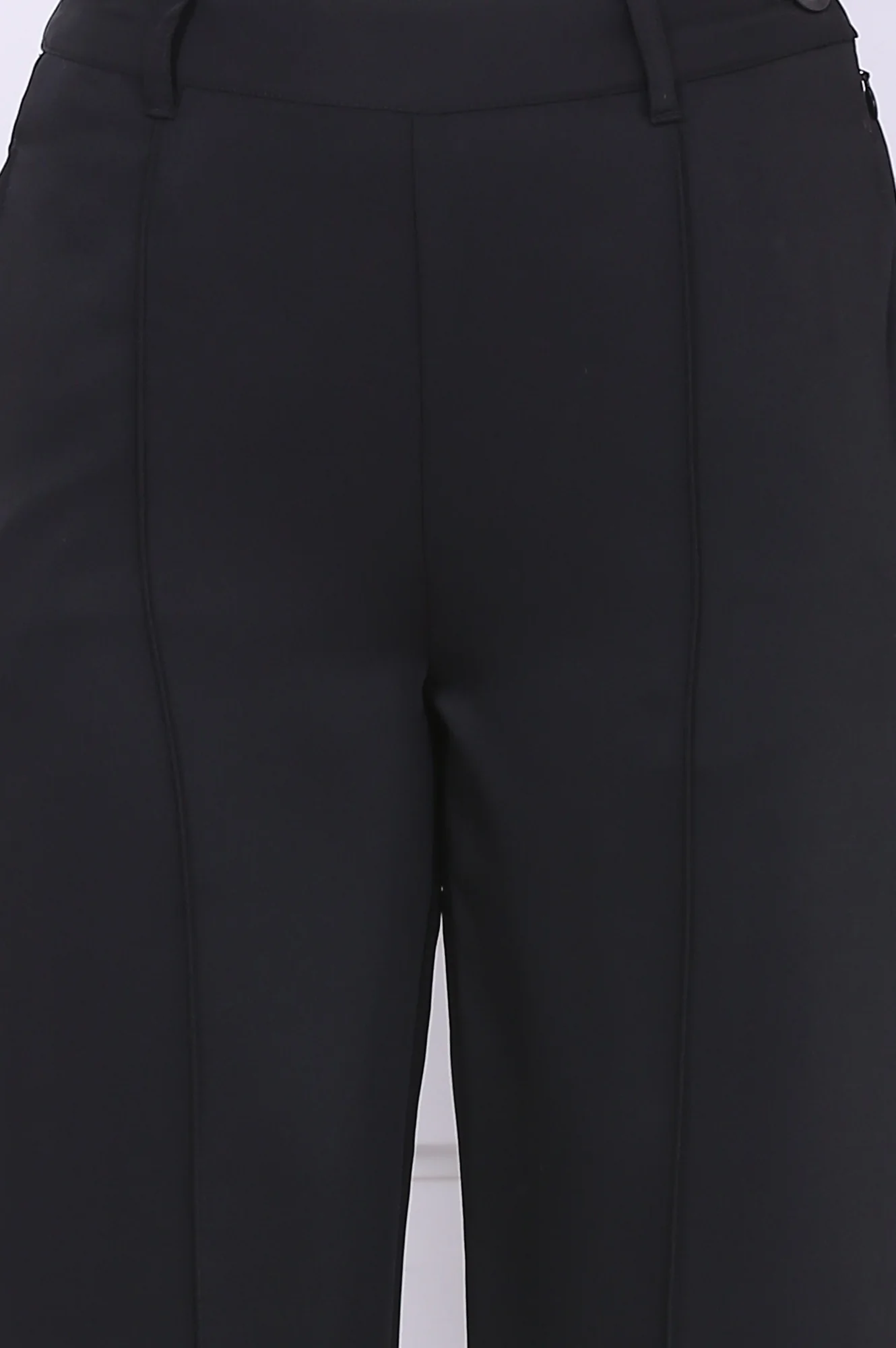 Black Solid Straight Parallel Pants with YKK Zipper - Image 6
