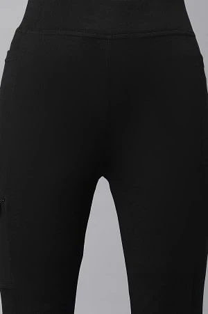 Black Solid Skinny Fit Tights With Elasticated Waist - Image 7