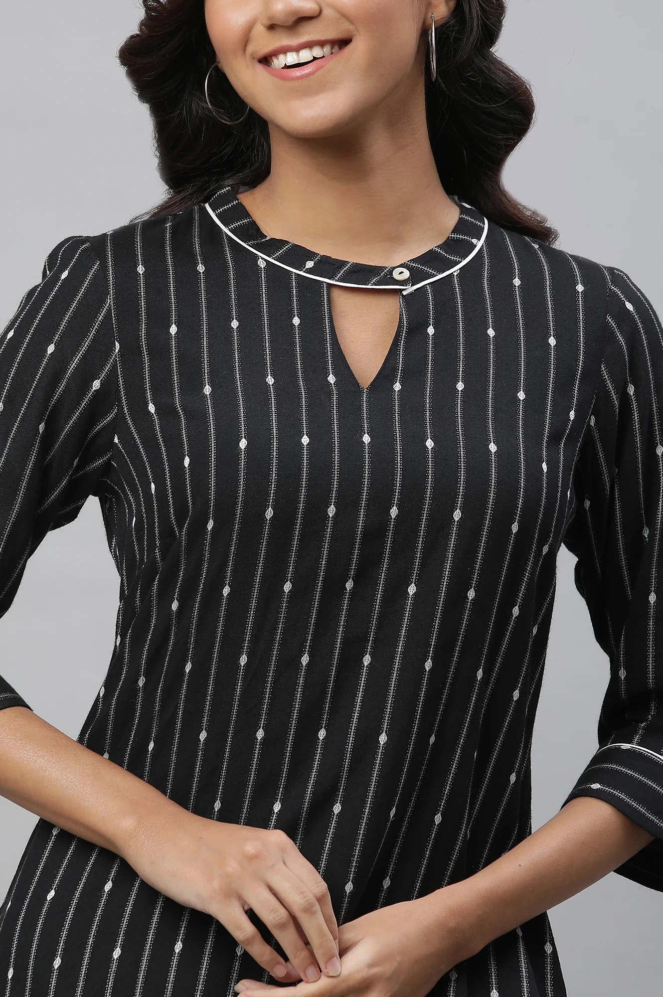 Black Straight Kurta and Palazzo Set - Image 2