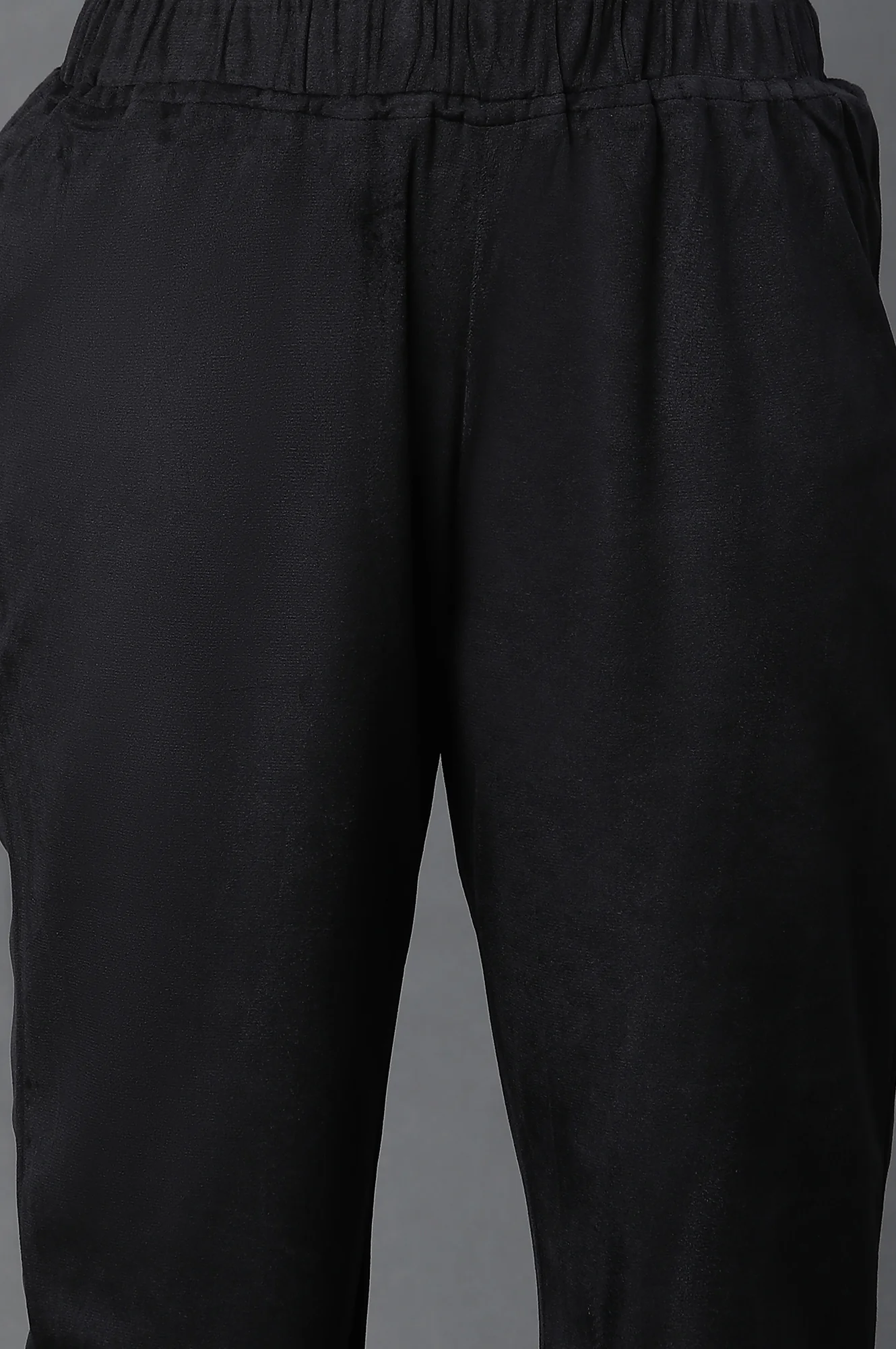 Black Zari Embroidered Velvet Kurta and Pants Set - Image 8