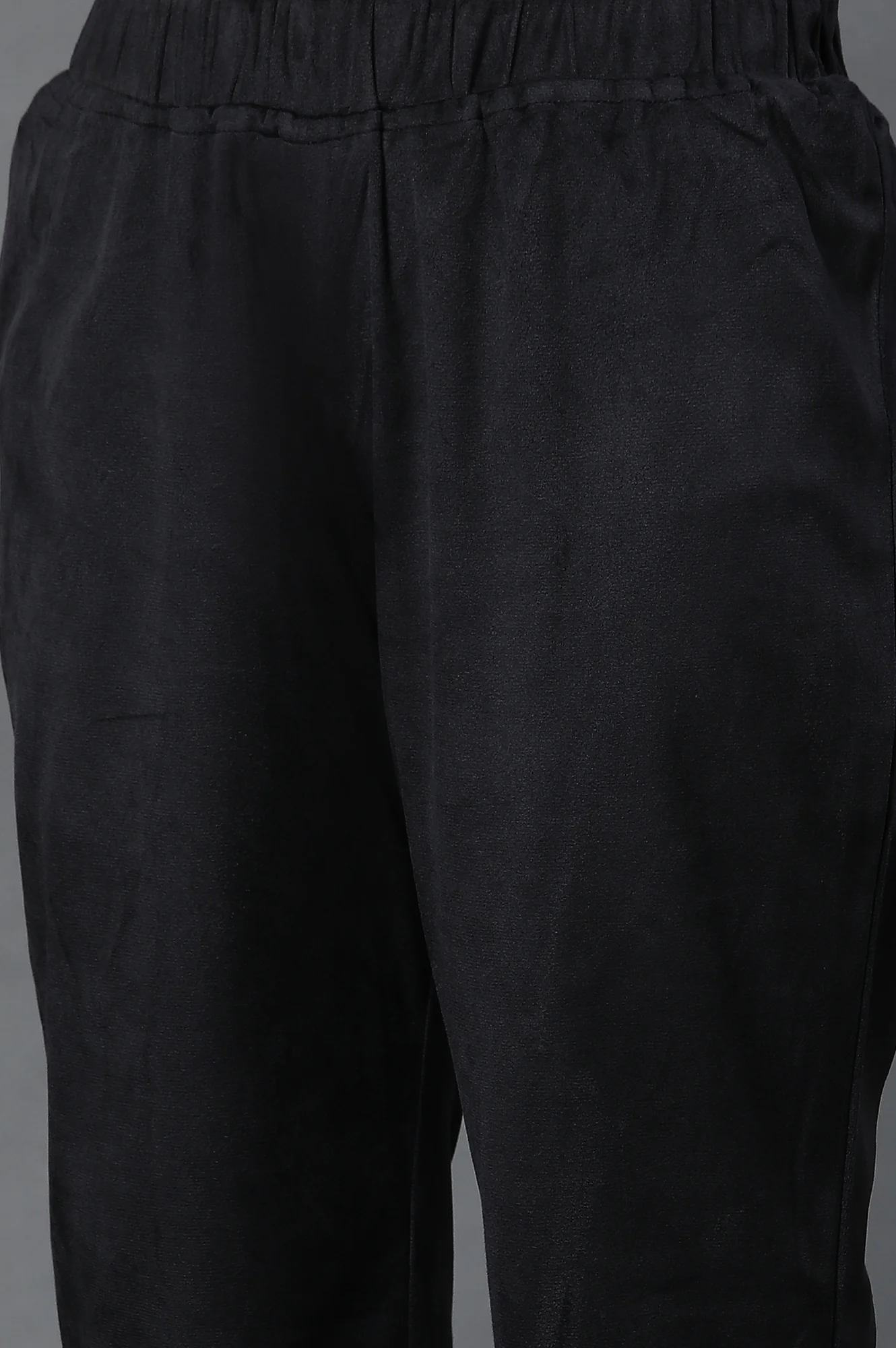 Black Zari Embroidered Velvet Kurta and Pants Set - Image 9