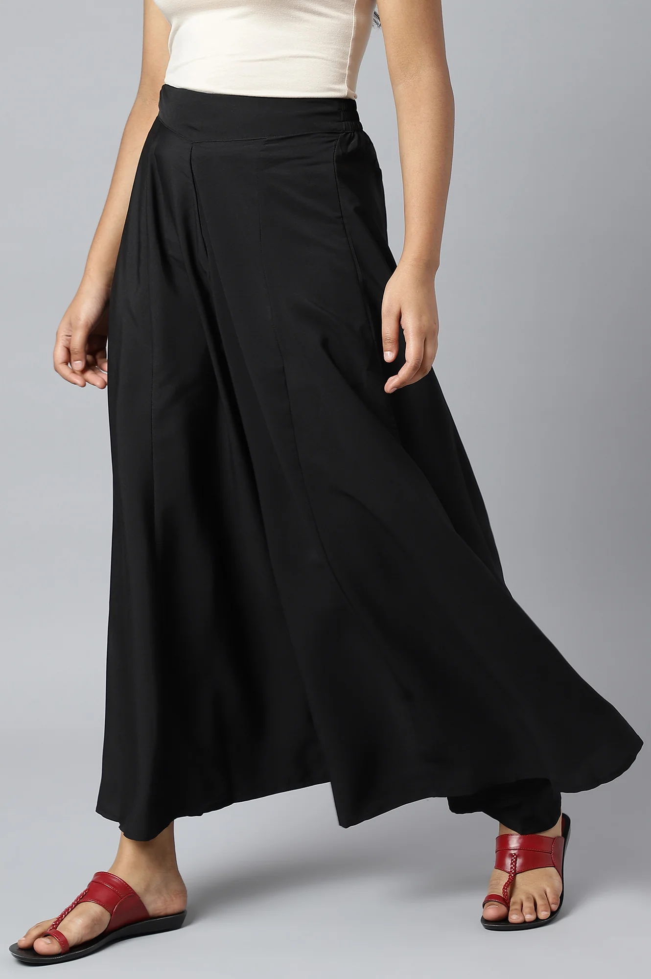 Black Zari Embroidery with Sequins Straight Kurta and Palazzo Set - Image 4