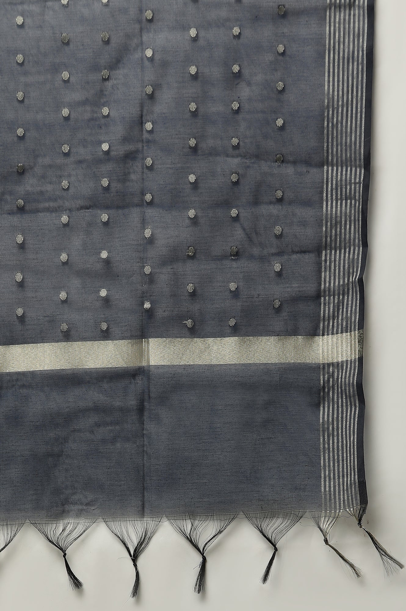 Blue A-line Jacquard Kurta, Palazzos and Dupatta Set - Image 11