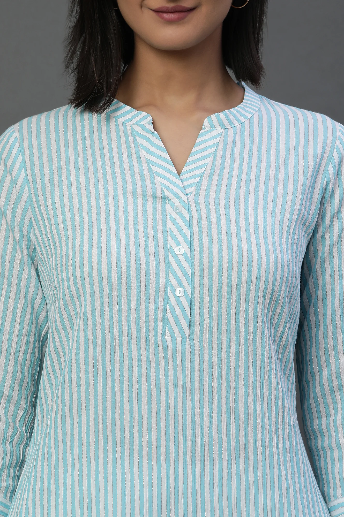 Blue and White Stripe Casual Kurta - Image 6