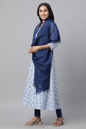Blue Classic Woven Dupatta - Image 3