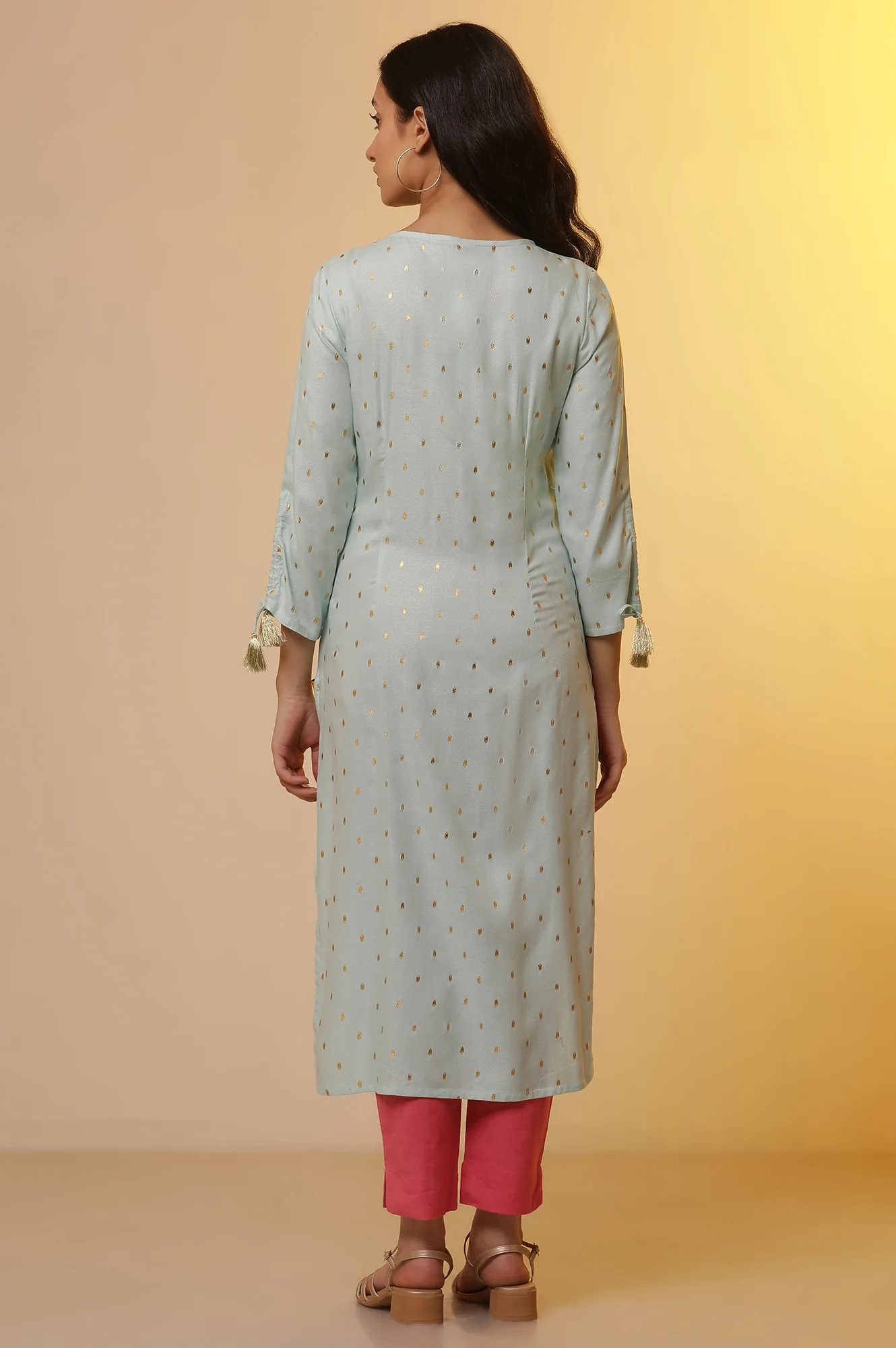 Blue Embroidered Festive Kurta - Image 4