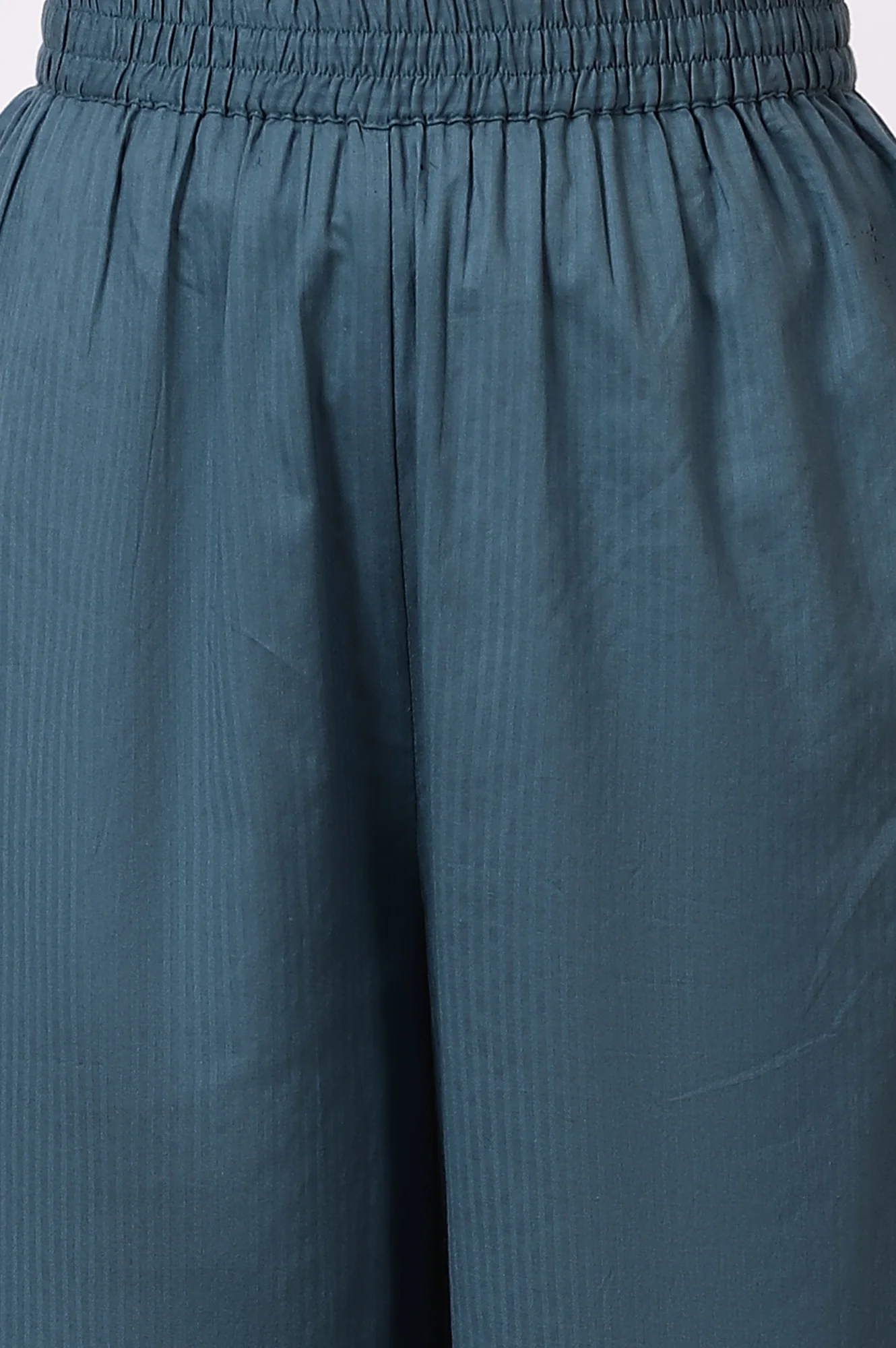 Blue Embroidered Yoke Pure Cotton Straight Kurta and Pants Set - Image 8