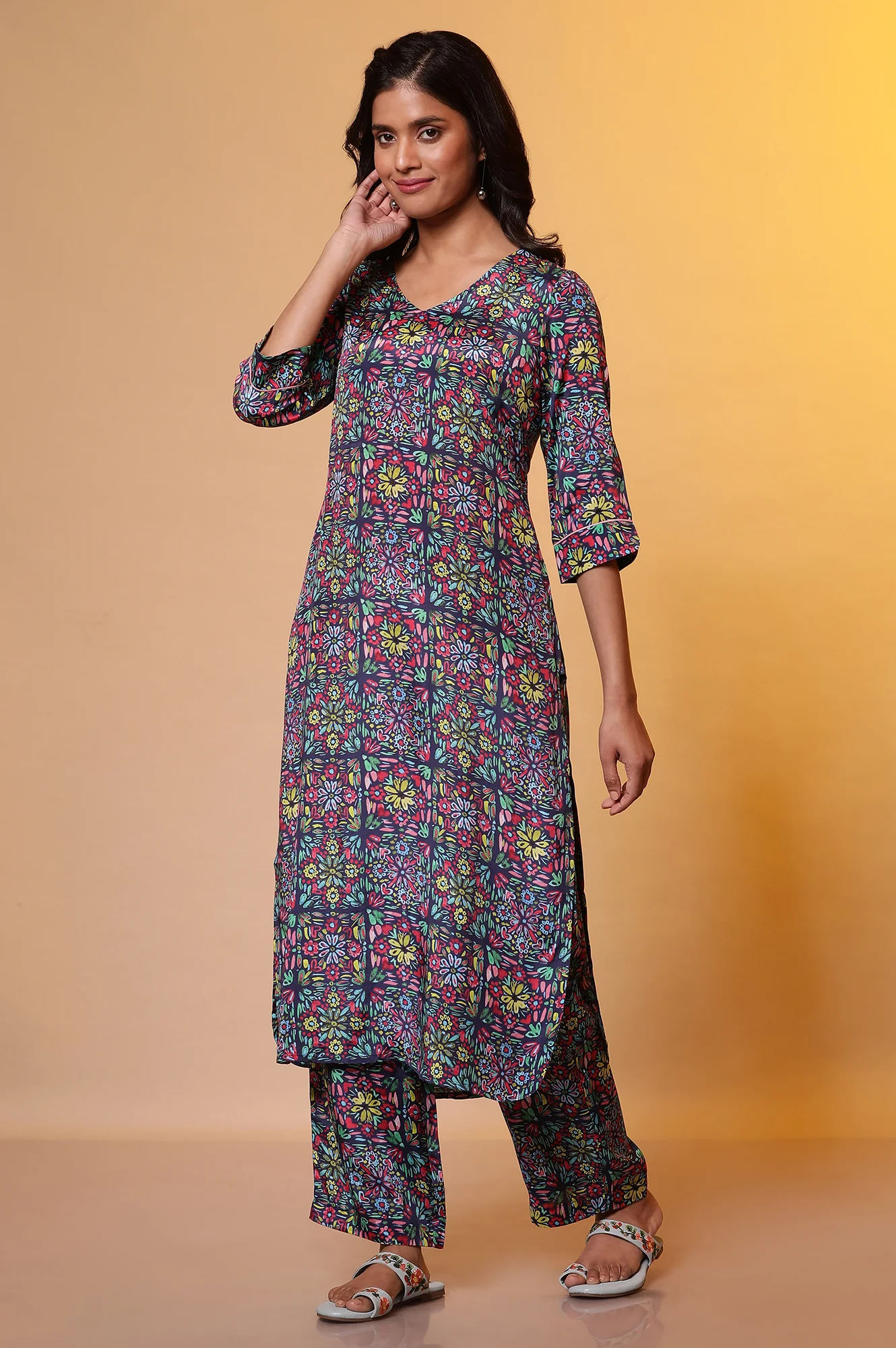Blue Everyday Printed Straight Kurta - Image 4
