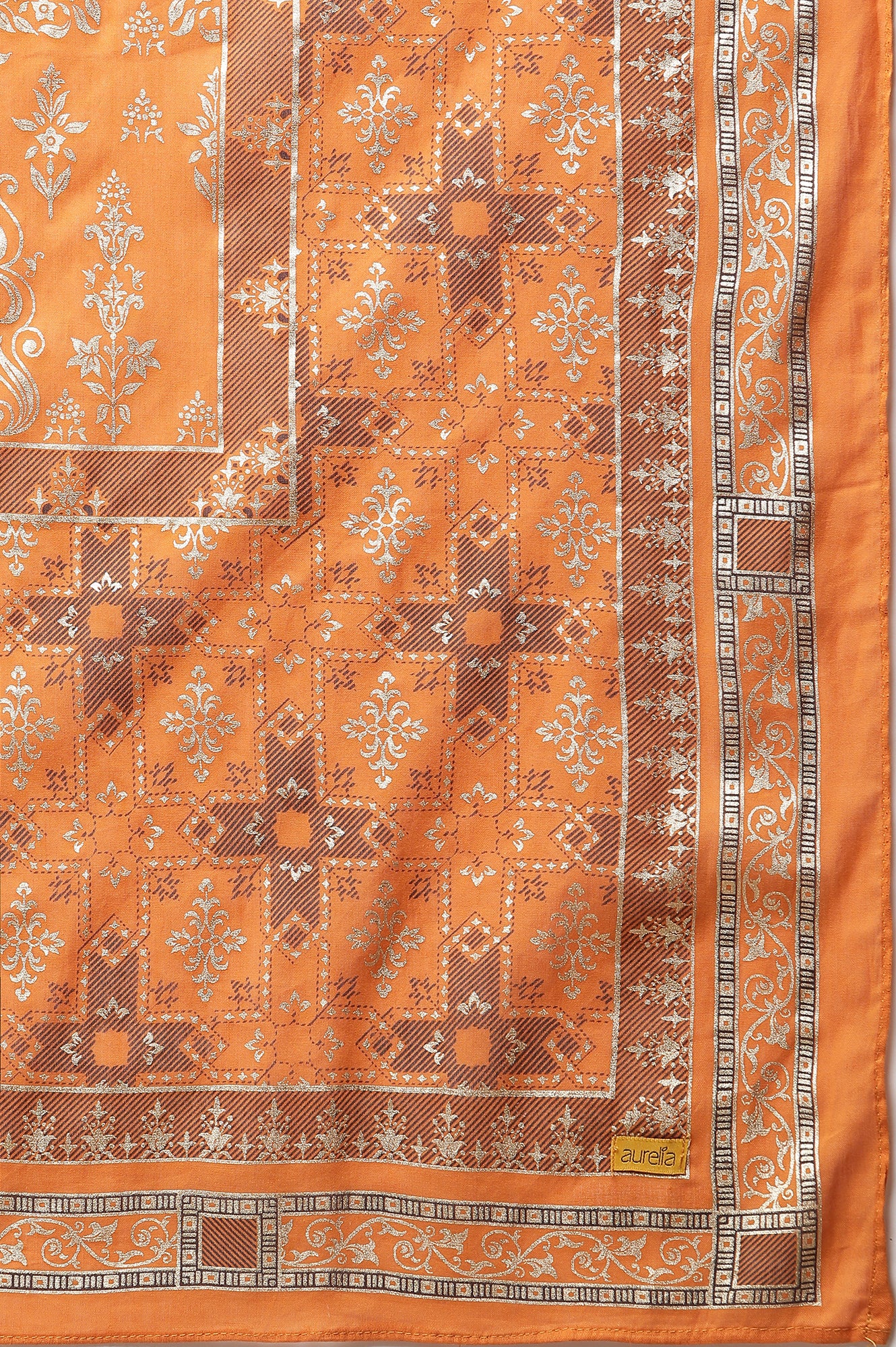 Blue Festive Short Kurta, Orange Crinkle Skirt and Dupatta - Image 12