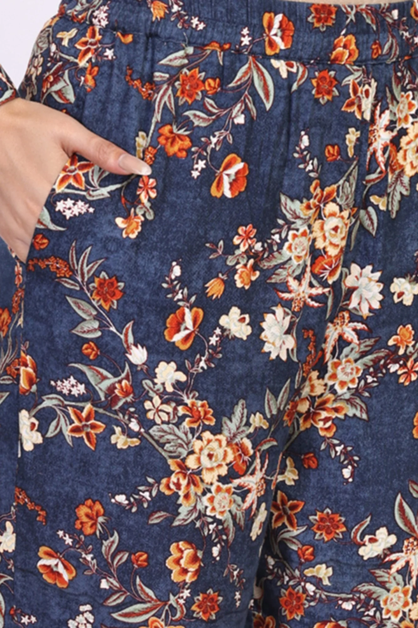 Blue Floral Print Straight Kurta with Palazzo Co-ord Set - Image 6