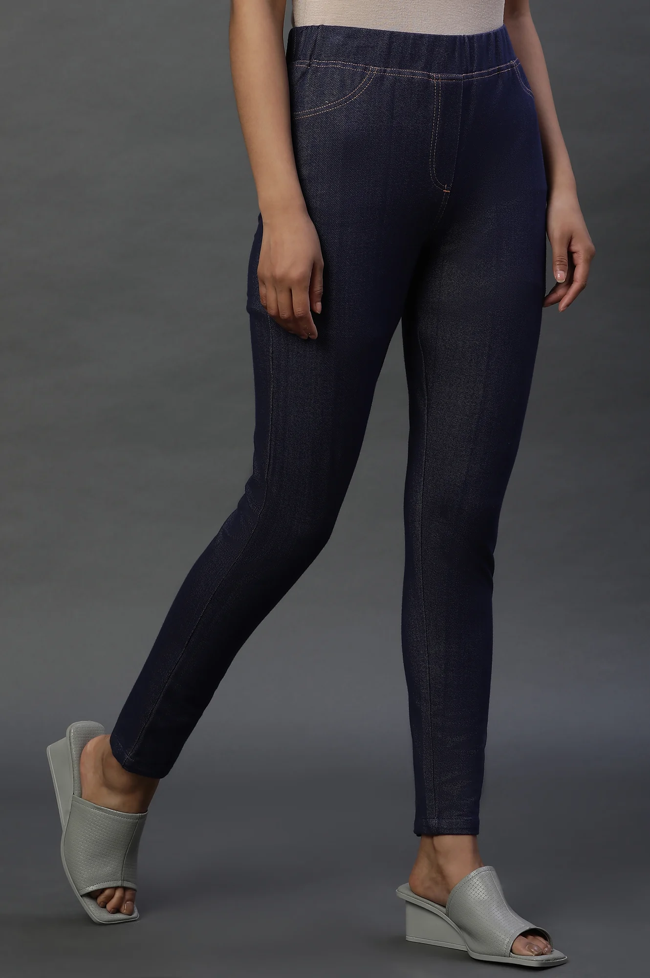 Blue Knitted Jeggings - Image 4