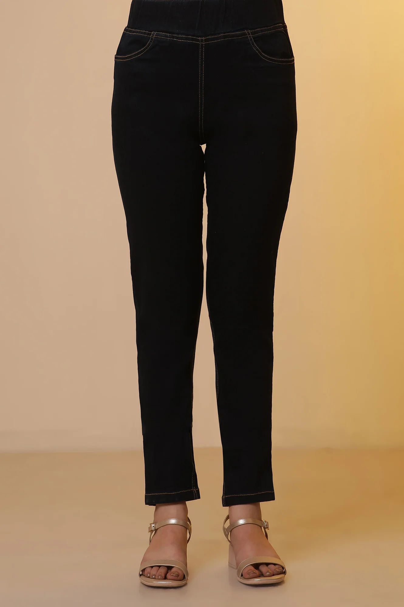 Blue Polka Dot Cotton Short Kurti and Denim Jeggings Set - Image 8