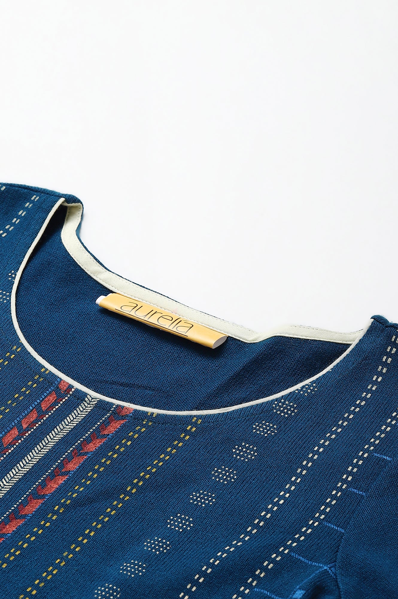 Blue Printed Winter kurta with Straight Palazzos - Image 2