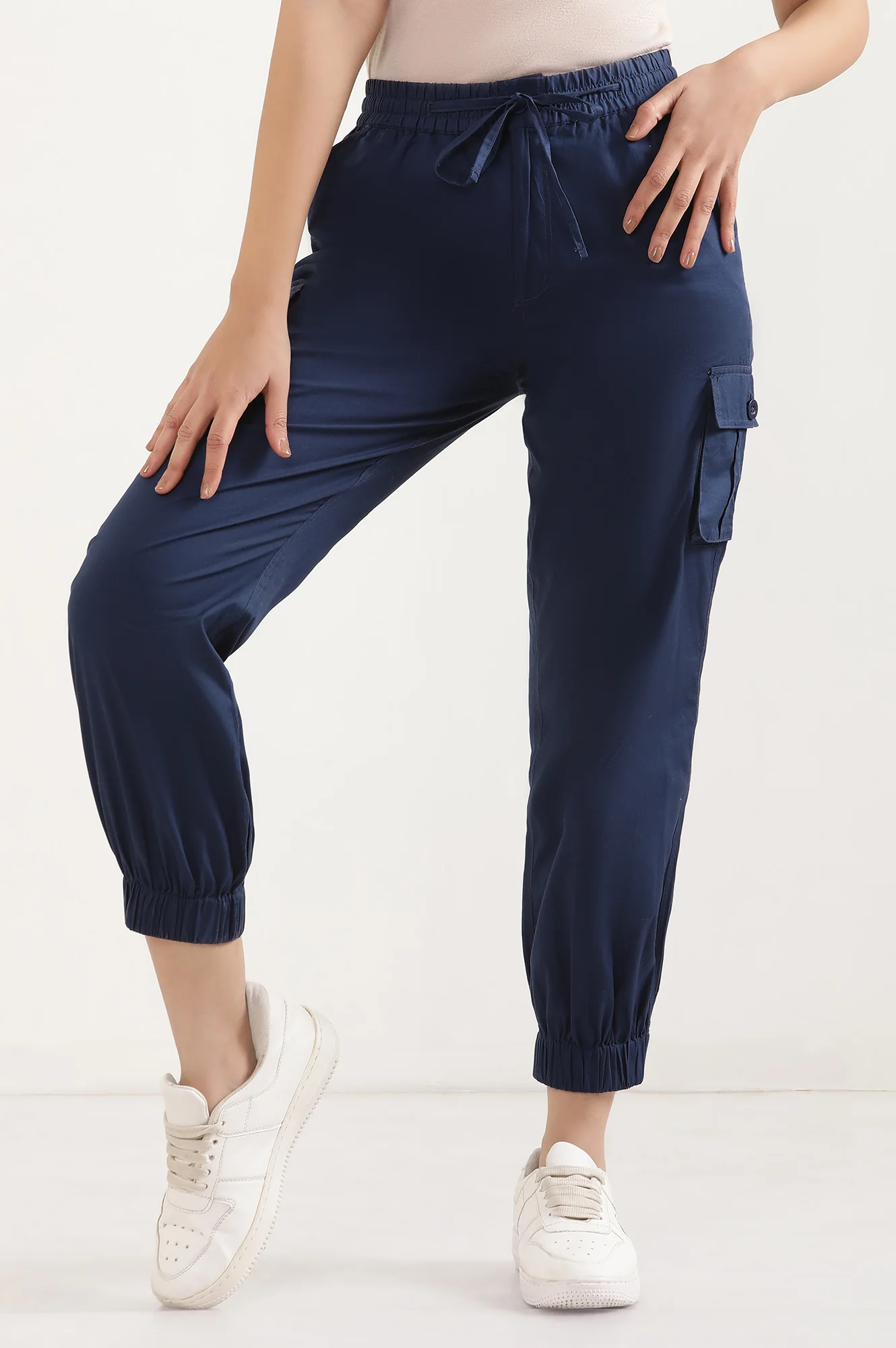 Blue Six Pocket Cargo Paants - Image 2