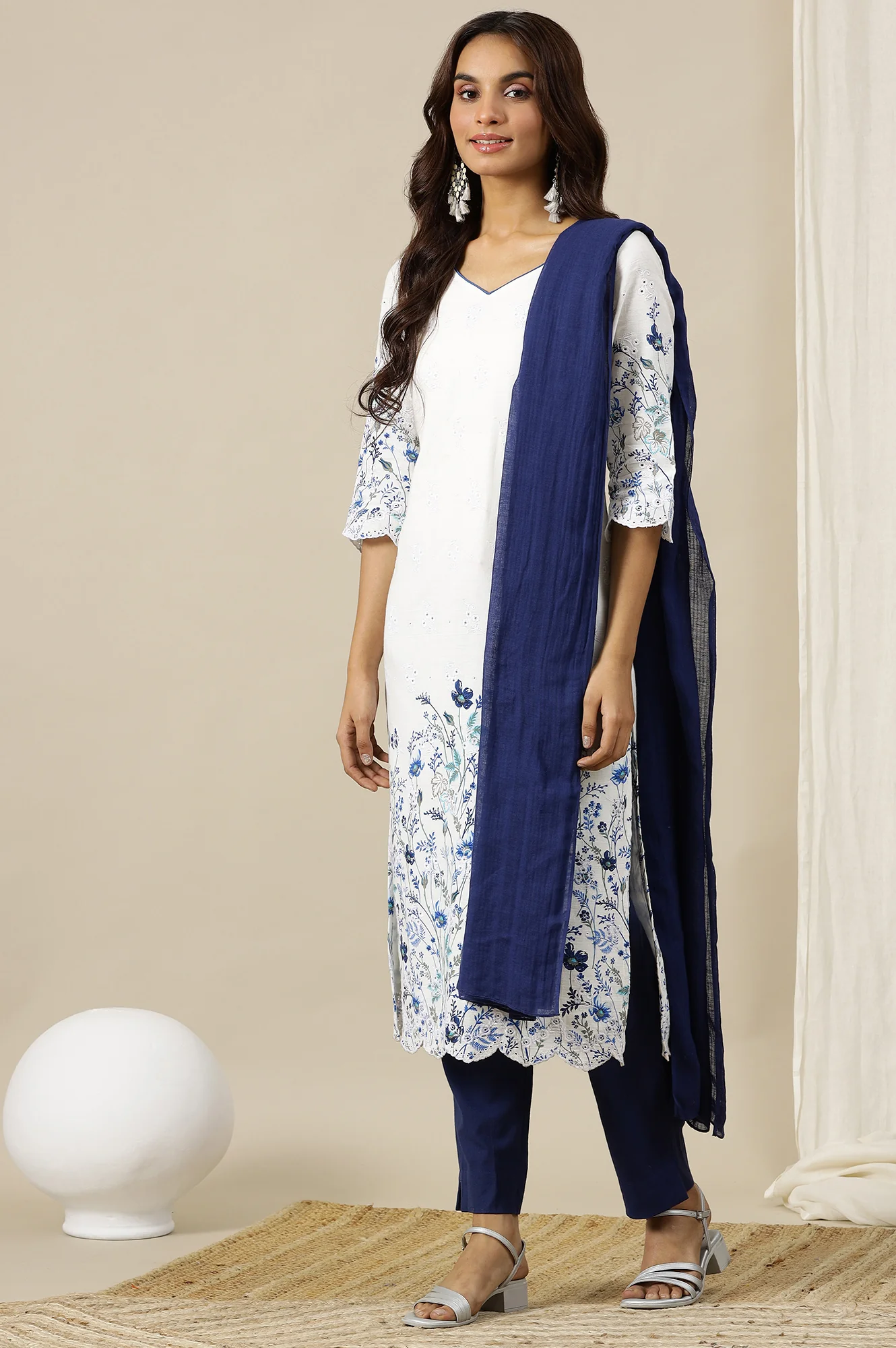 Blue Yard Dyed Pure Cotton Soft Dupatta - Image 2