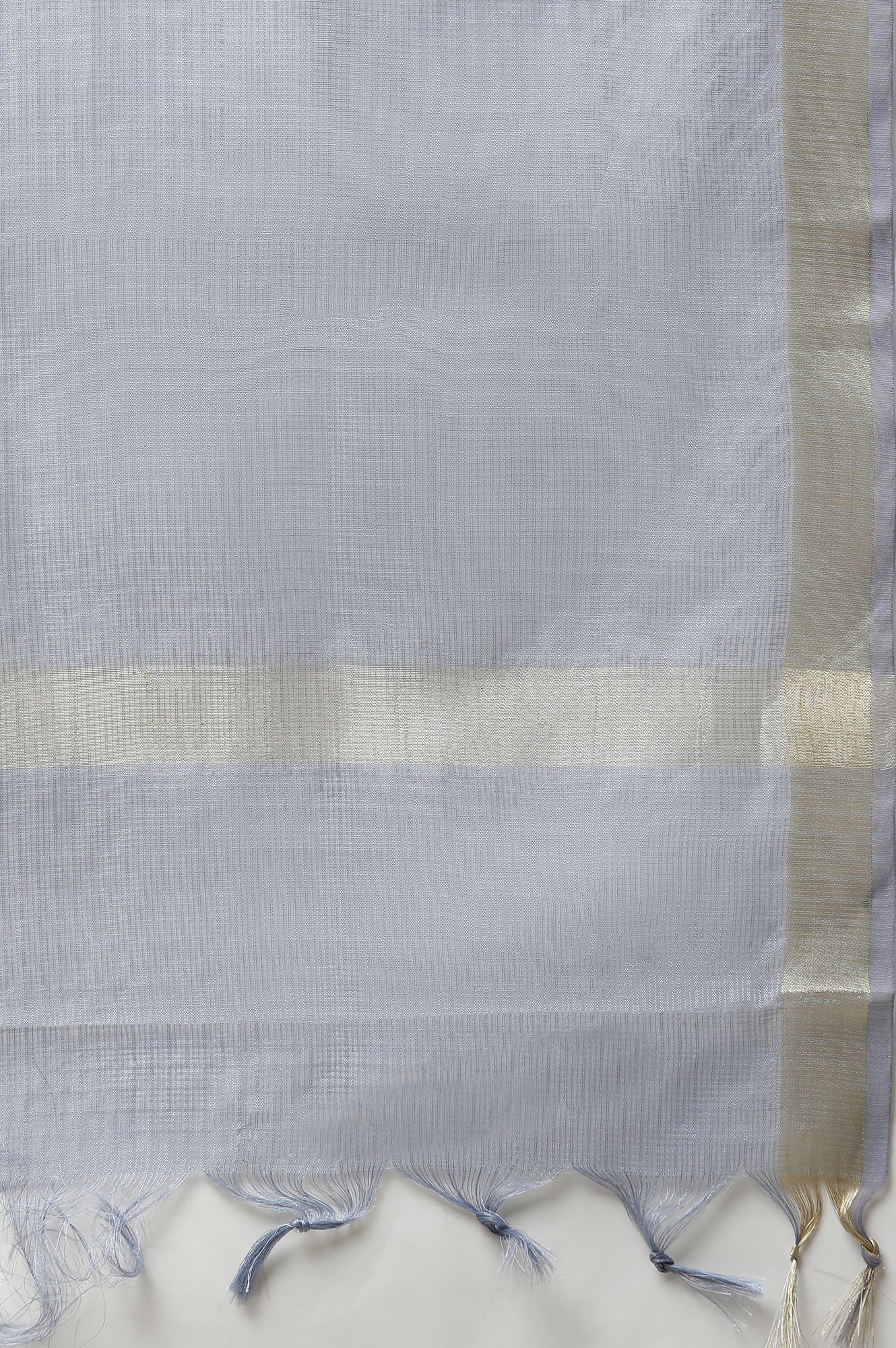 Blue Yarn-Dyed Kurta, Trousers And Dupatta Set - Image 9
