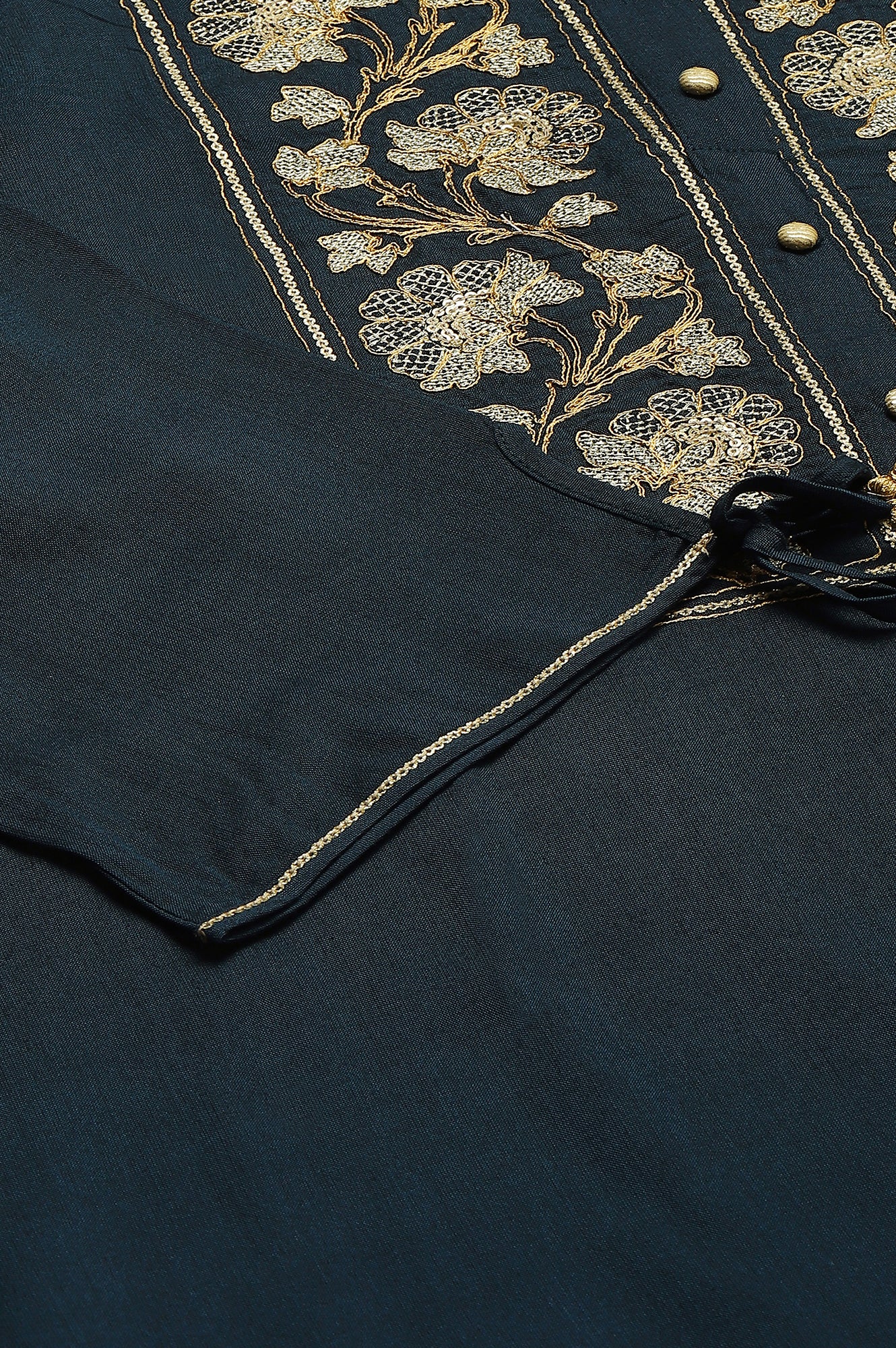 Blue Zari Embroidered and Sequin Plus Size kurta - Image 8