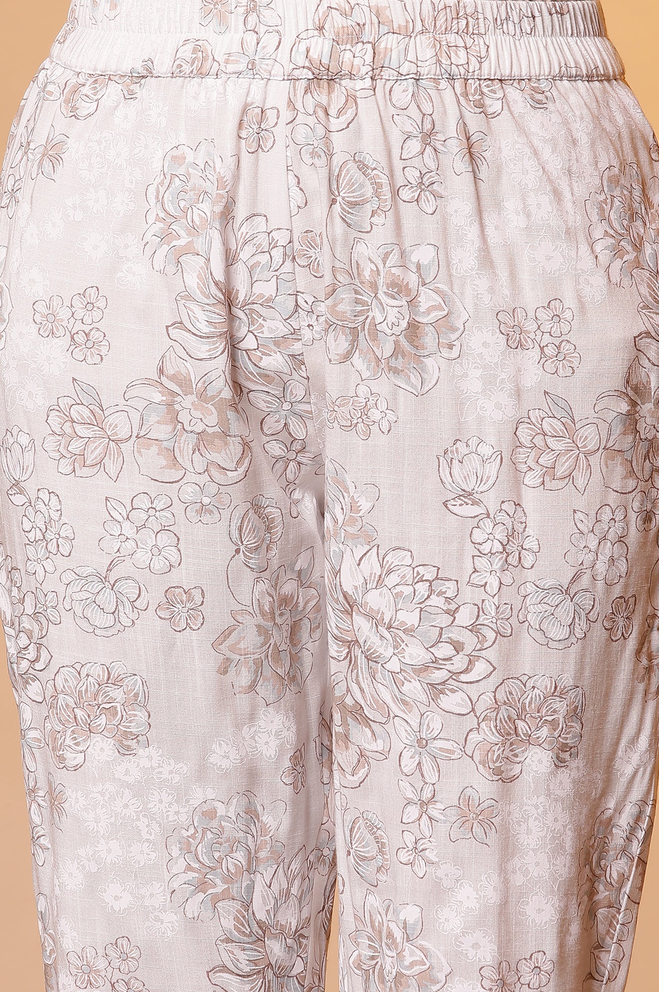 Brown Floral Printed Kurta and Palazzo Co-ord Set - Image 8