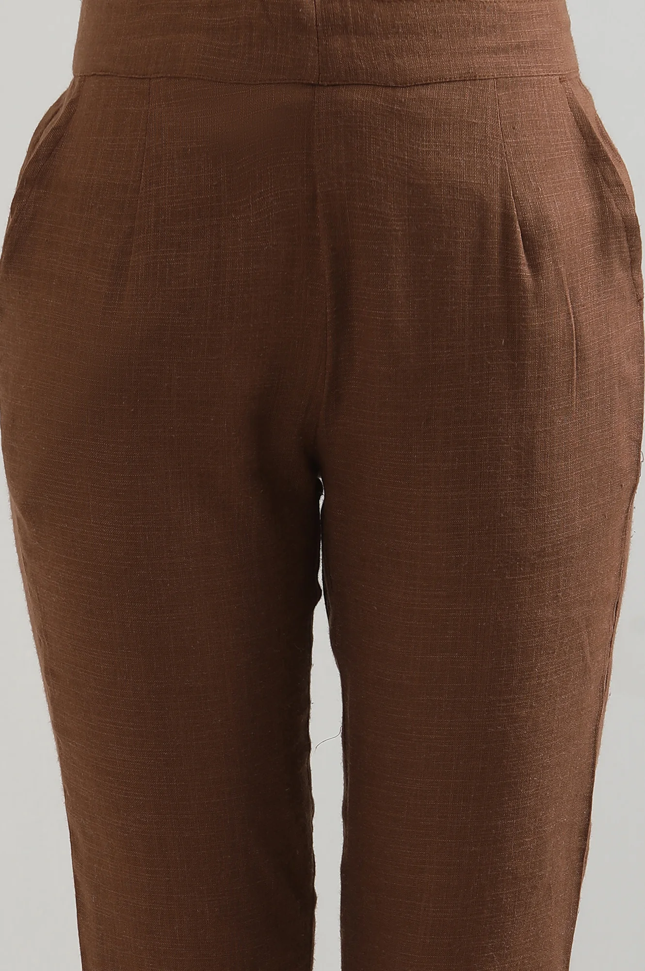 Brown Solid Straight Fit Cotton Pants - Image 6