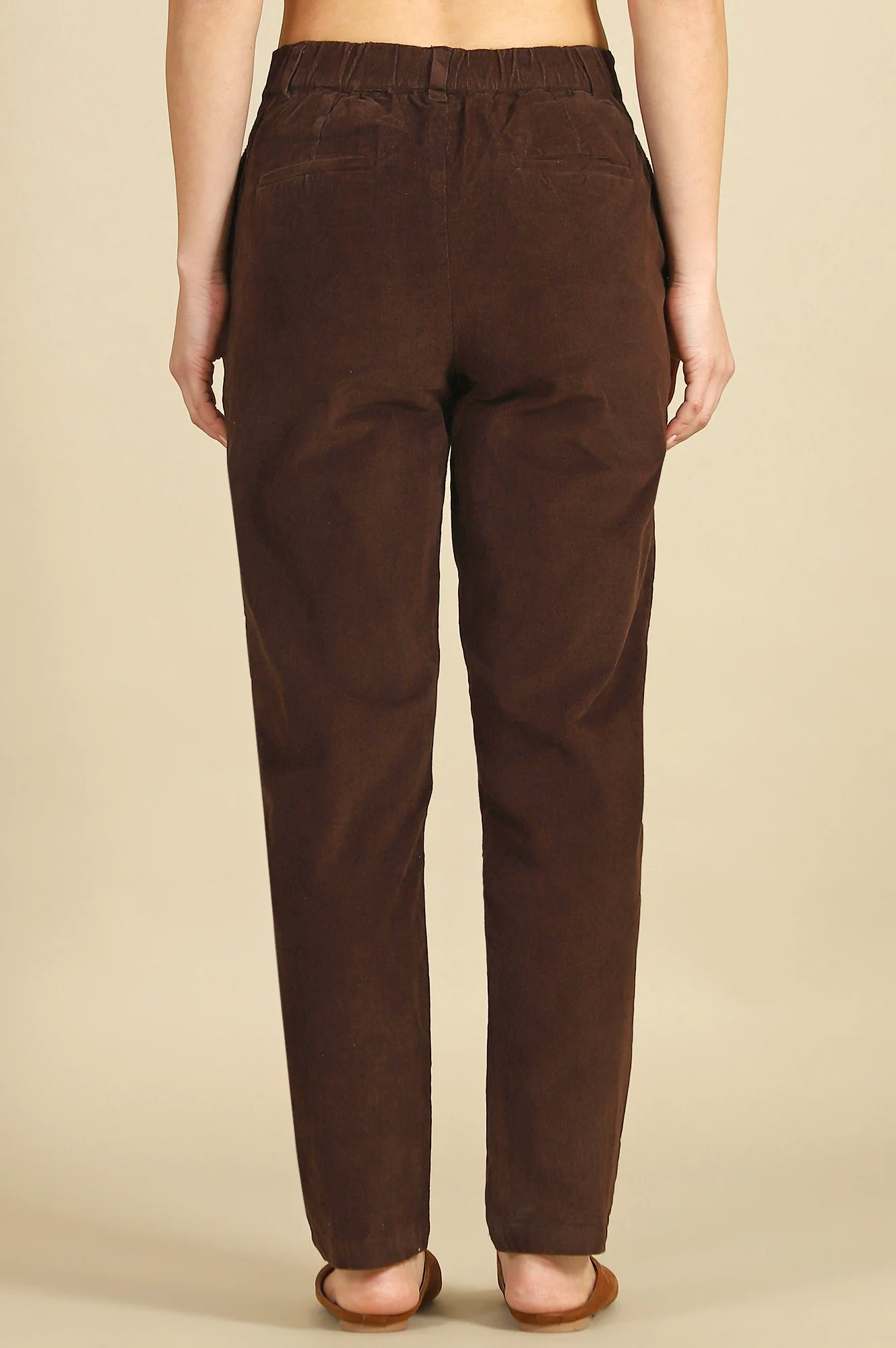 Brown Solid Straight Fit Cotton Pants with YKK Zipper - Image 5