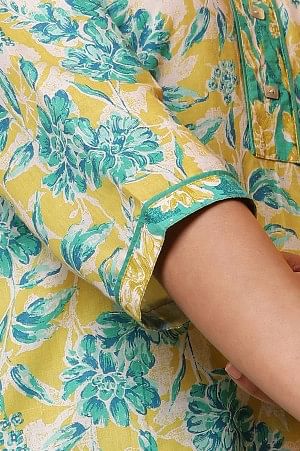 Celery Green Floral Printed Kurta and Palazzo Co-ord Set - Image 7