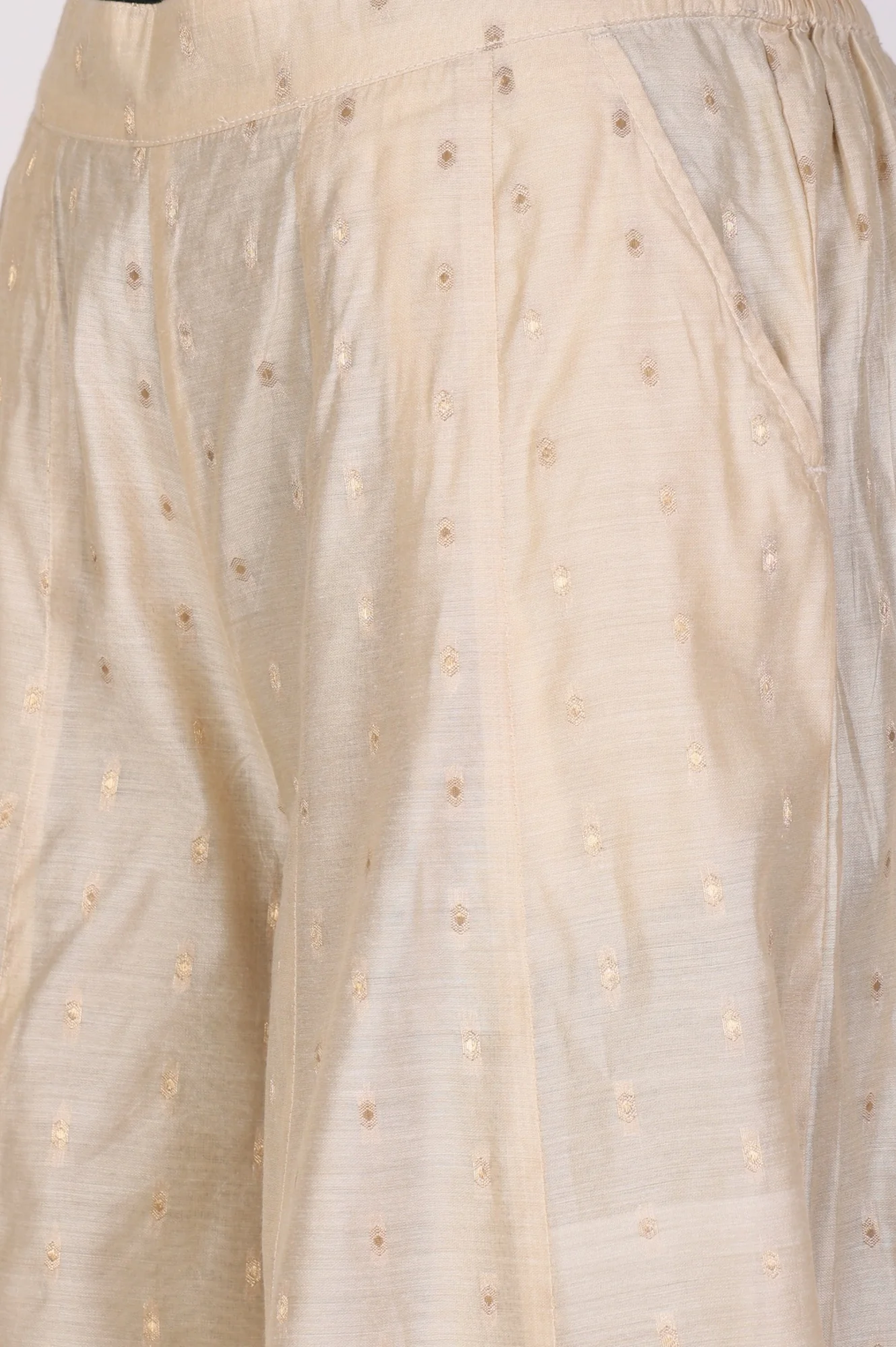 Cream Yarn Dyed Chanderi Buti Flared Cullotes - Image 4