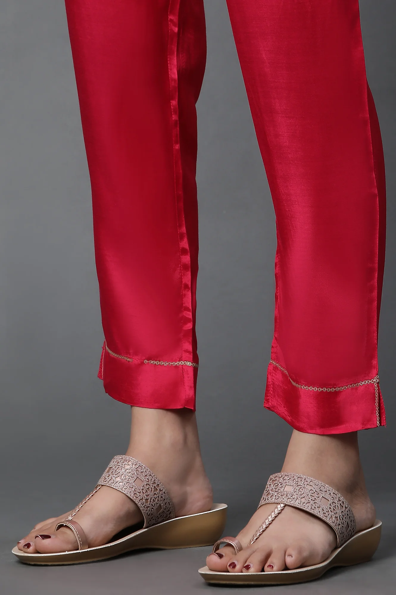 Dark Pink Dori Embroidered Kurta, Trousers and Dupatta Set - Image 10