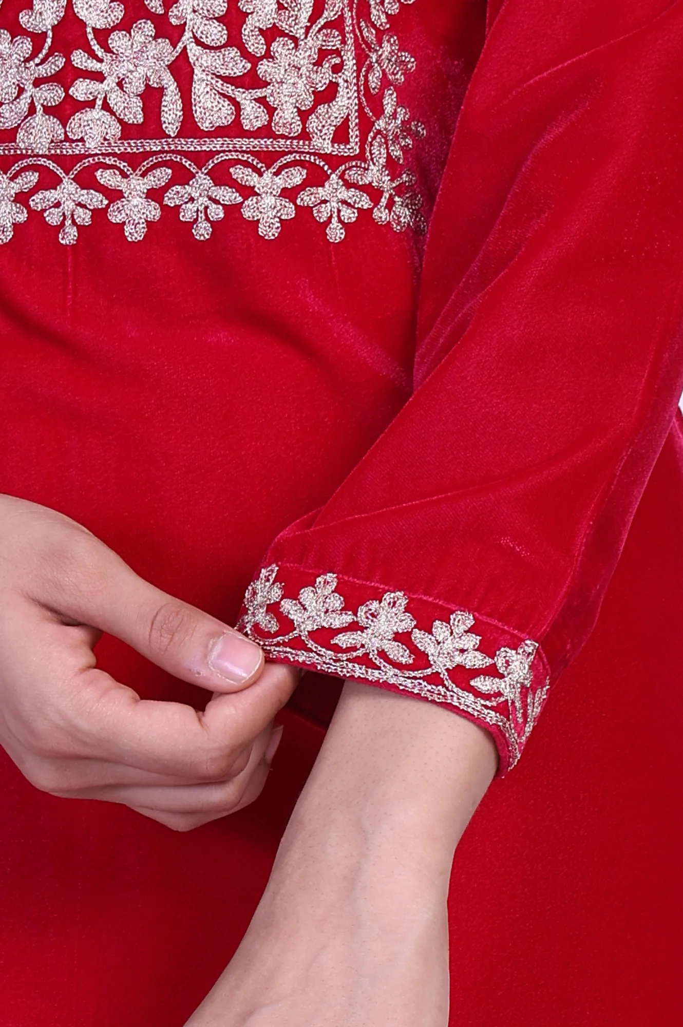 Dark Pink Ethnic Motifs Straight Kurta with Palazzo - Image 8