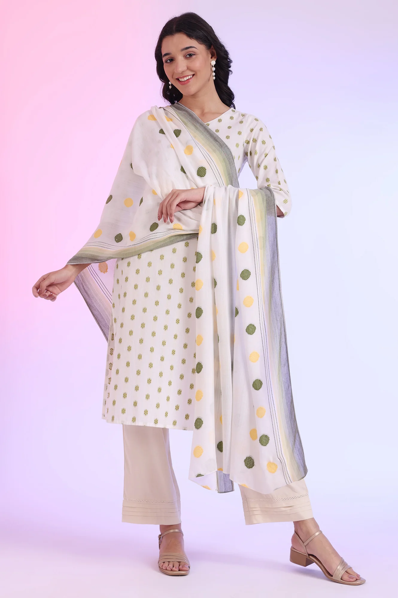 White Dyed Rayon Dupatta - Image 3
