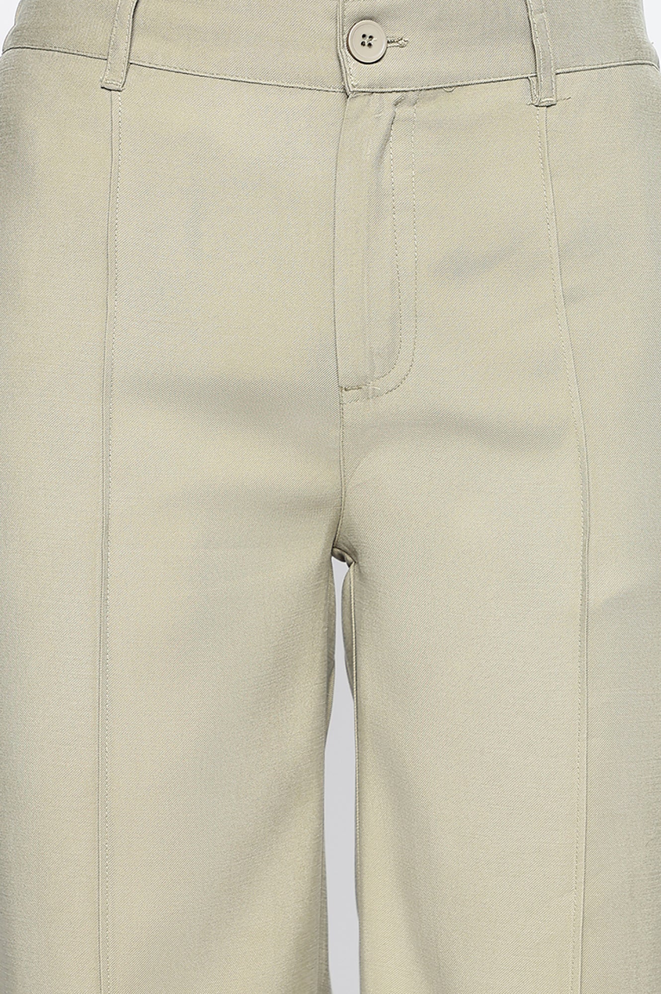 Eleven Women's Olive Green Solid Work Wear Pants in Mid-rise - Image 3