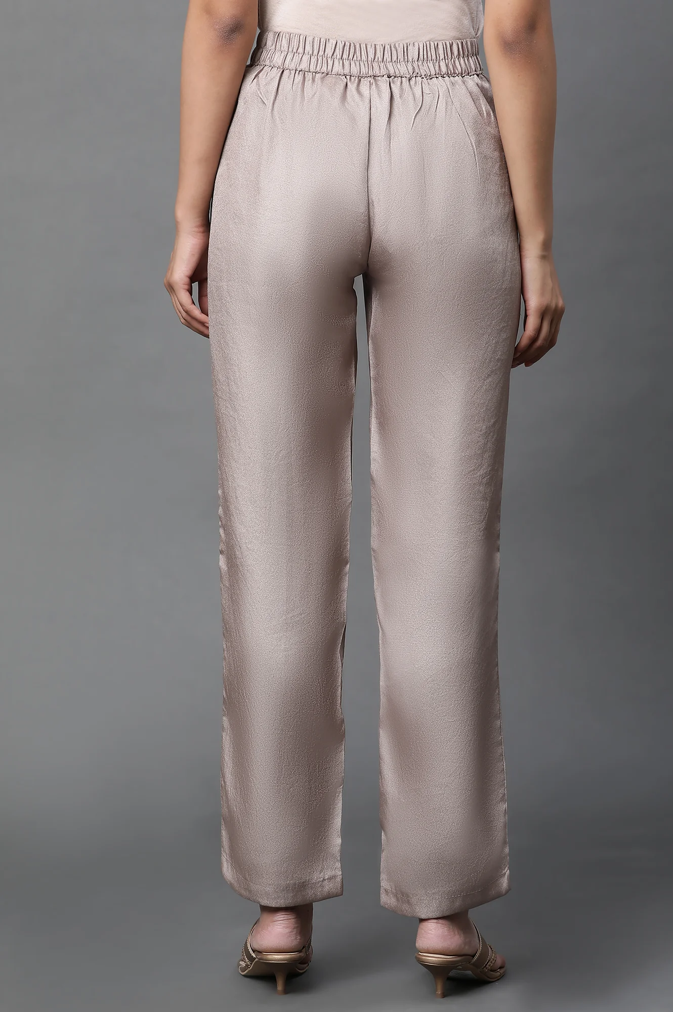 Gold Korean Satin Straight Trouser Pants - Image 3