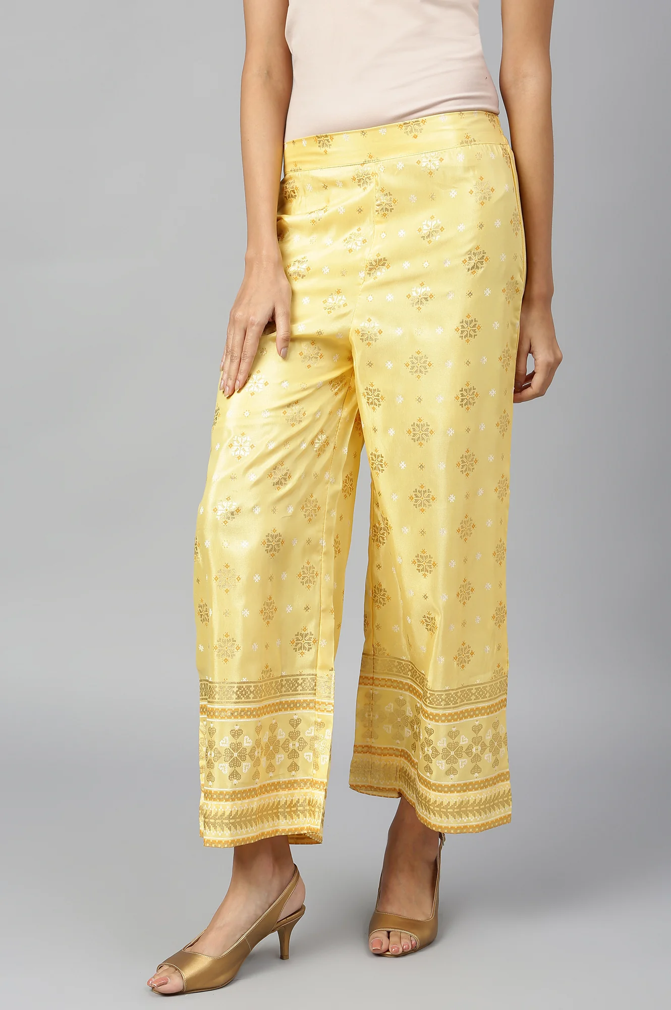 Gold Printed Palazzos - Image 2