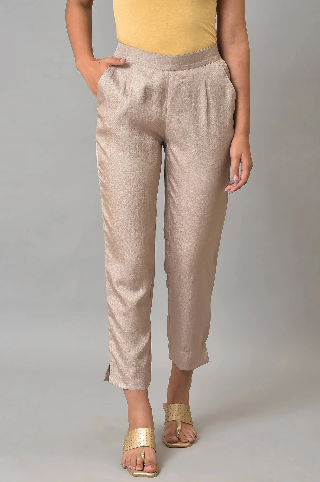 Gold Solid Straight Trouser